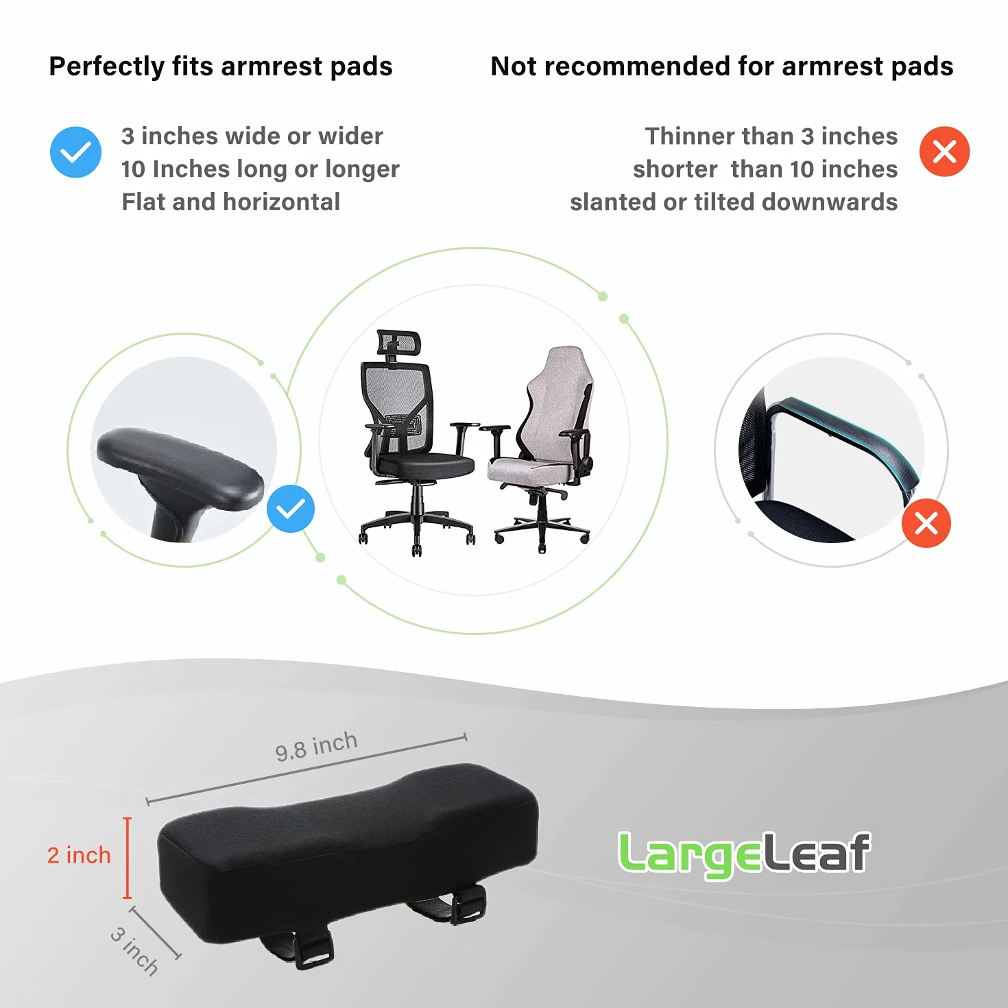 LargeLeaf Bardzo grube ergonomiczne poduszki na krzesła biurowe z odciążeniem łokci