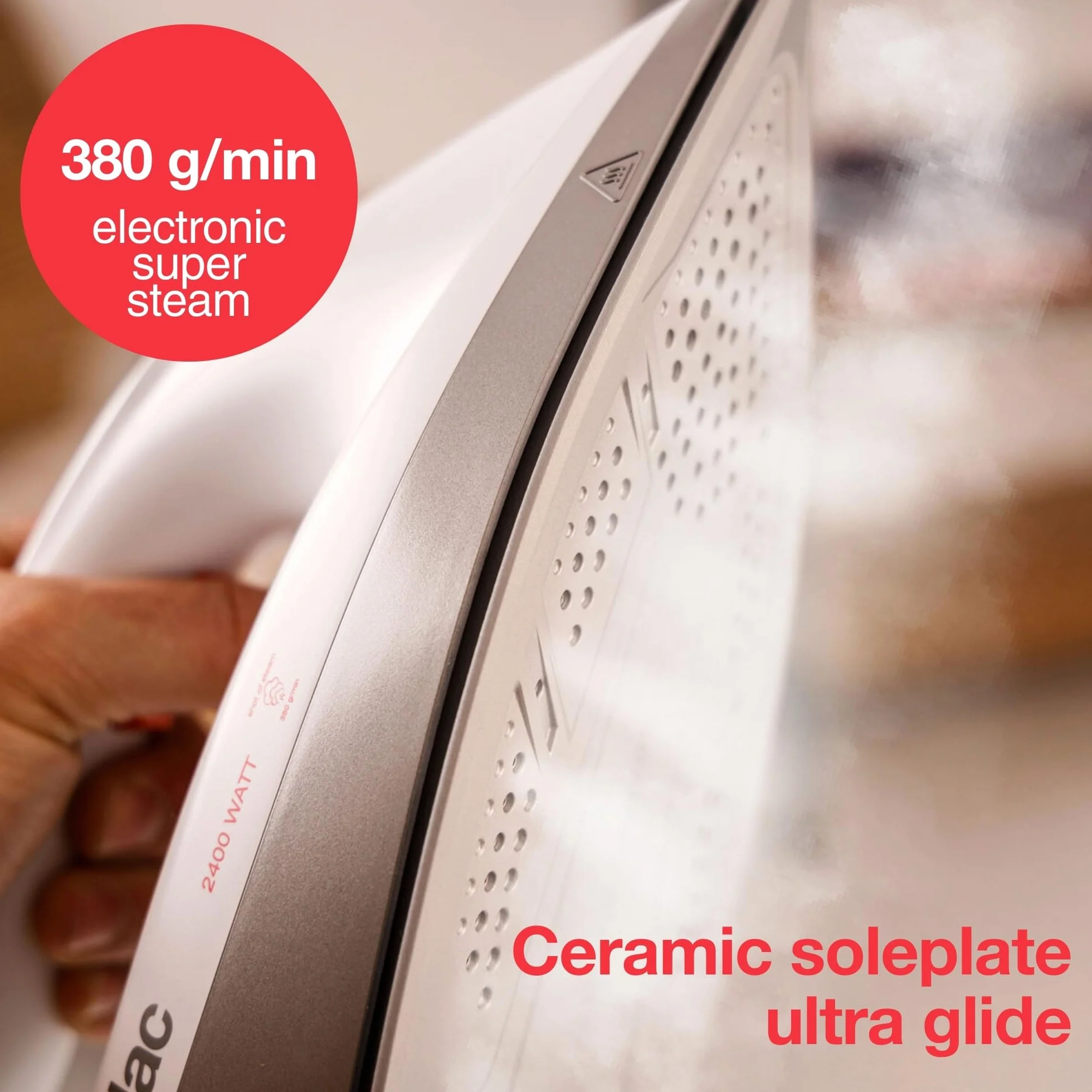 Solac CPB6200 Blank Canvas - Centrum prasowania, 7 bar pod ciśnieniem, 2400W, Quick-Start przy 30", uderzenie pary 400g/min, maks. stała para 130g/min. 1.5L, ceramika