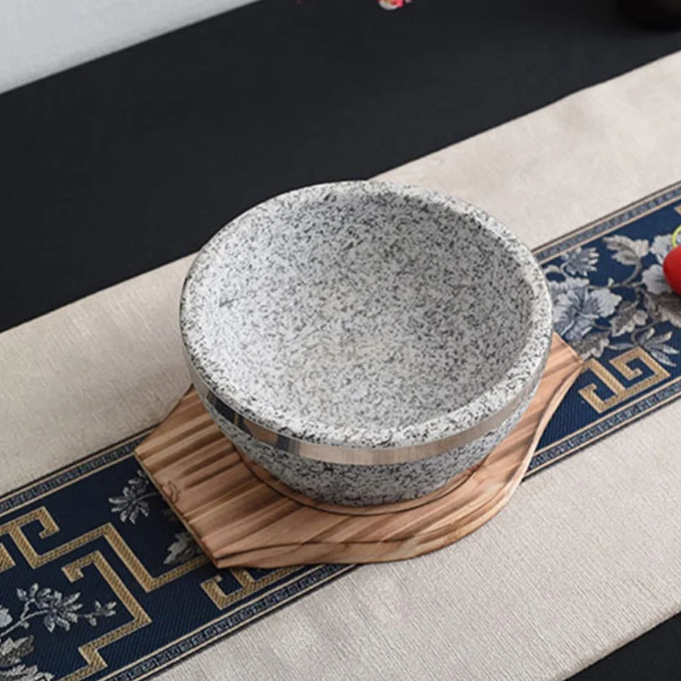 2 szt. Koreański Dolsot kamienna miska drewniana podstawa Bibimbap miska drewniana mata gorący garnek trójnóg podkładka pod garnek taca na garnki podstawka pod ciepło dla domu Dolsot garnek 21,4 * 17