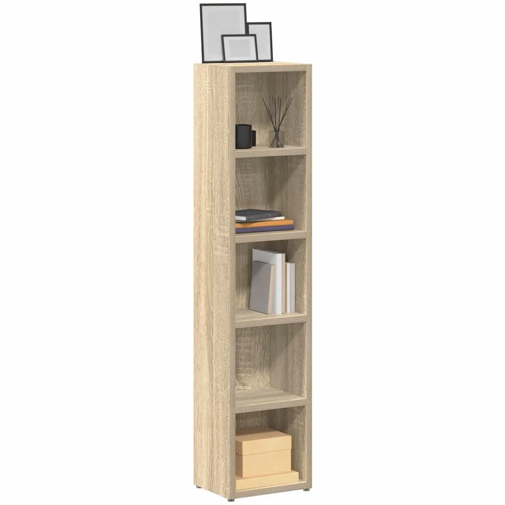 Generisch Regał na płyty CD, regał na media z przegródkami na regał stojący, stabilne przechowywanie, nowoczesny design, do salonu i biura (Sonomaoak, 2)