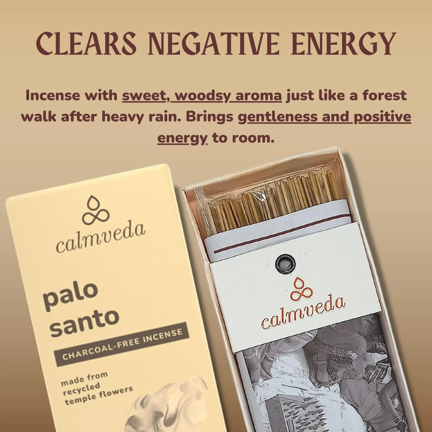 Kadzidelka Holy Palo Santo - 80 sztuk, kwiaty z recyklingu, oczyszczające