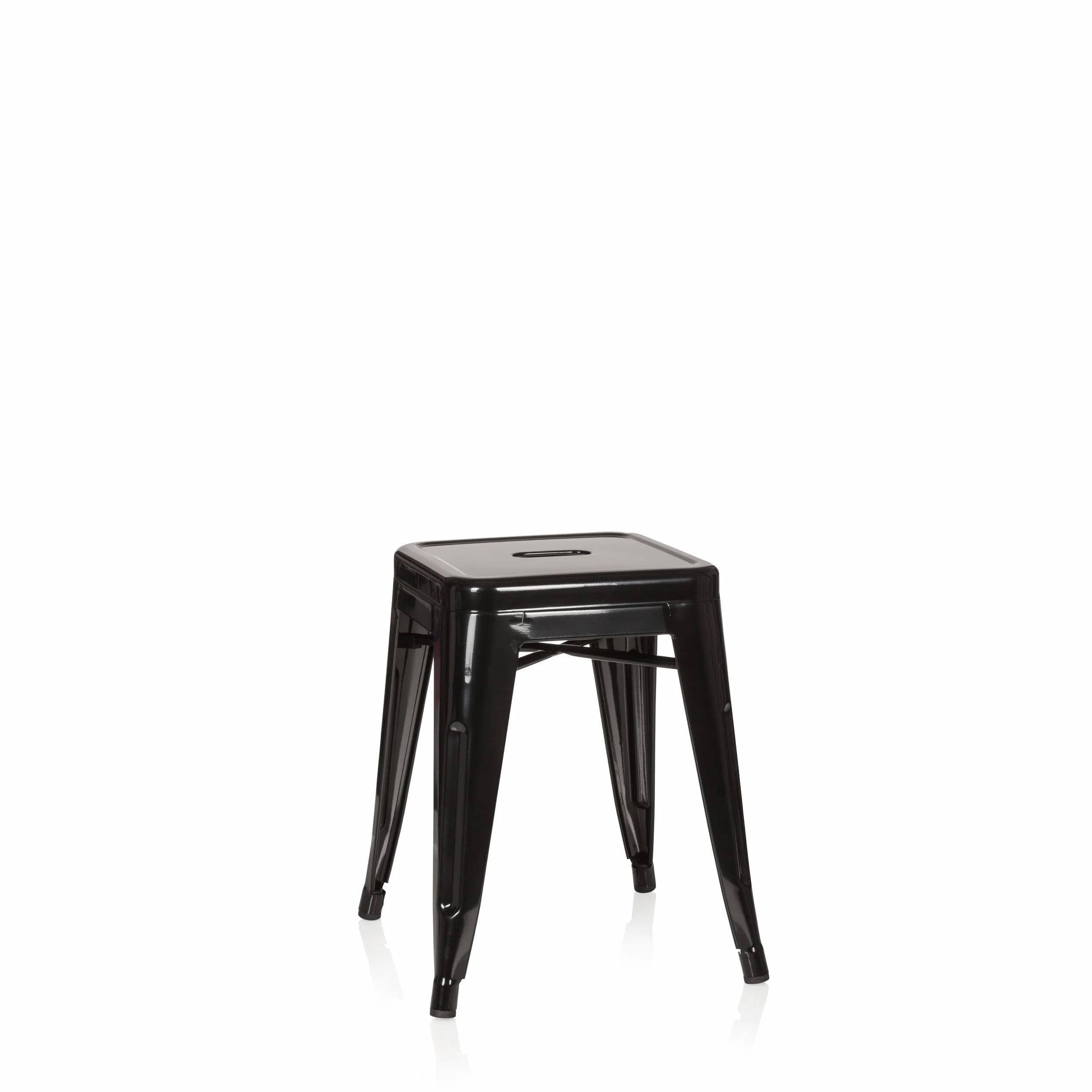hjh OFFICE 645000 metalowy taboret VANTAGGIO czarny taboret do siedzenia w stylu industrialnym, można układać w stos, niski