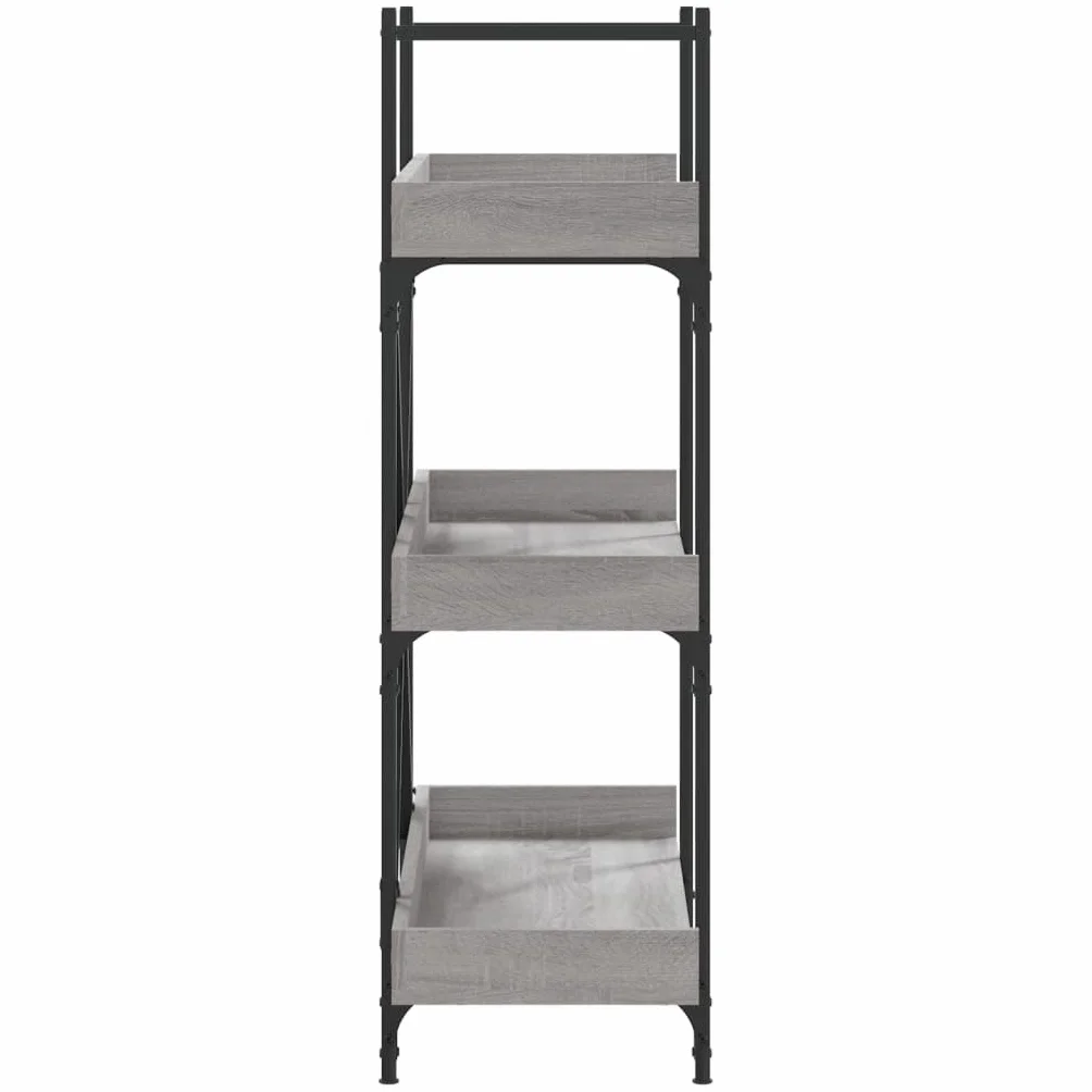 Sonoma Grey 3-poziomowa okładka książkowa, 100 x 33 x 108,5 cm, drewniana konstrukcja, przemysłowa metalowa ramka, regulowana stopa, do salonu, biura