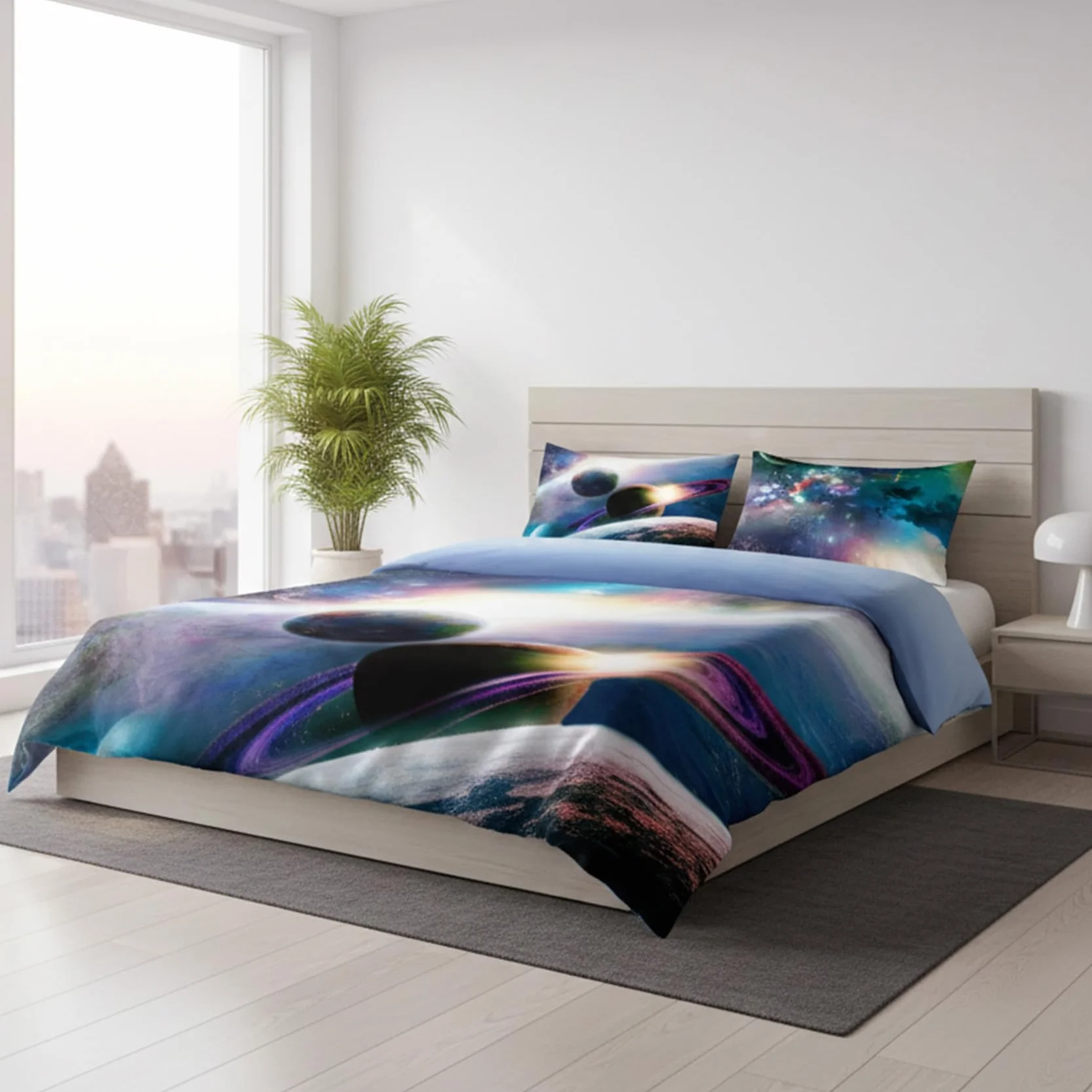Gabel Parure prześcieradło z gumką Planet, 250 x 290 cm, czysta bawełna, wielokolorowy, druk cyfrowy