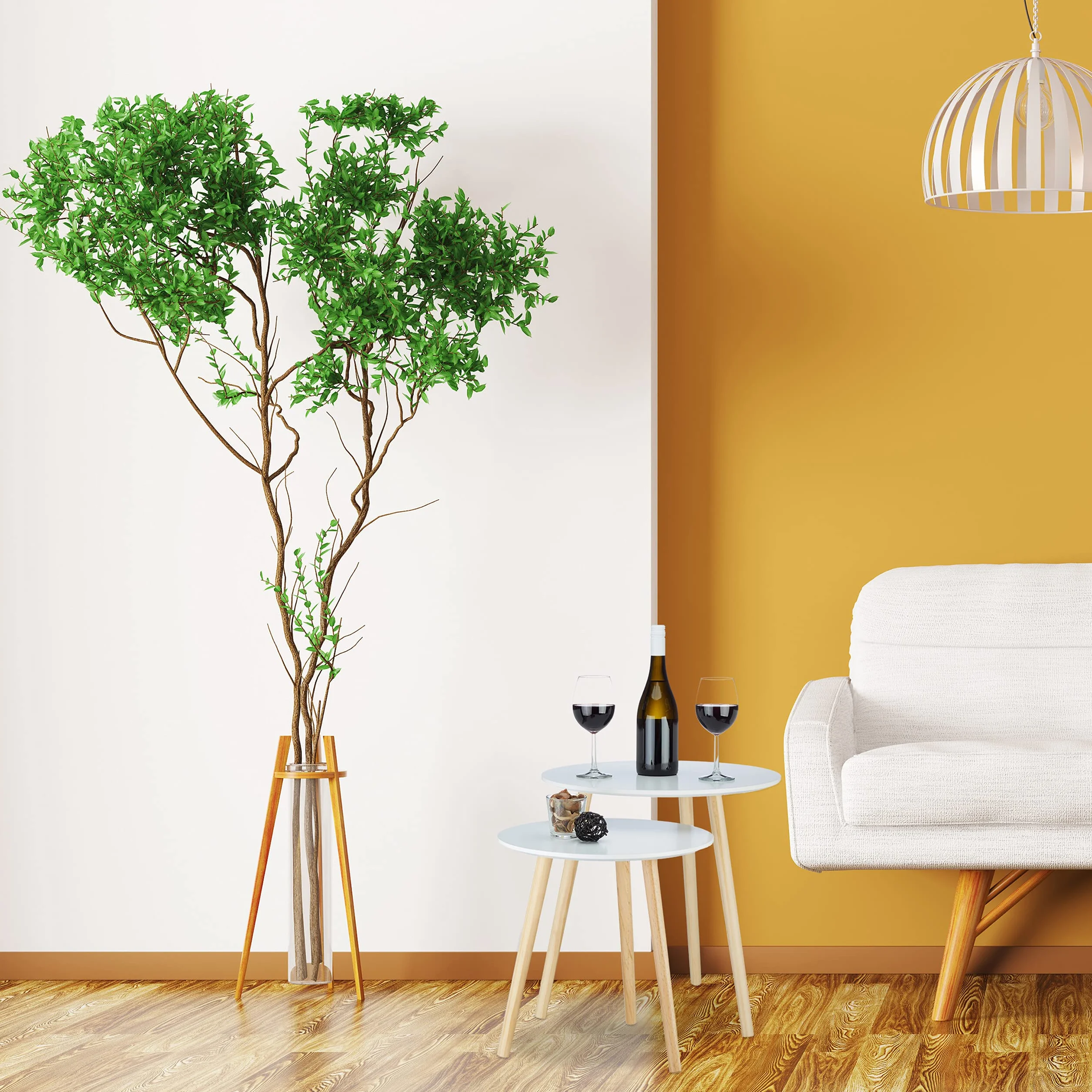 Relaxdays zestaw 2 stolików nocnych, skandynawski design z lat 70-tych, średnica 39 i 47,5 cm, biały