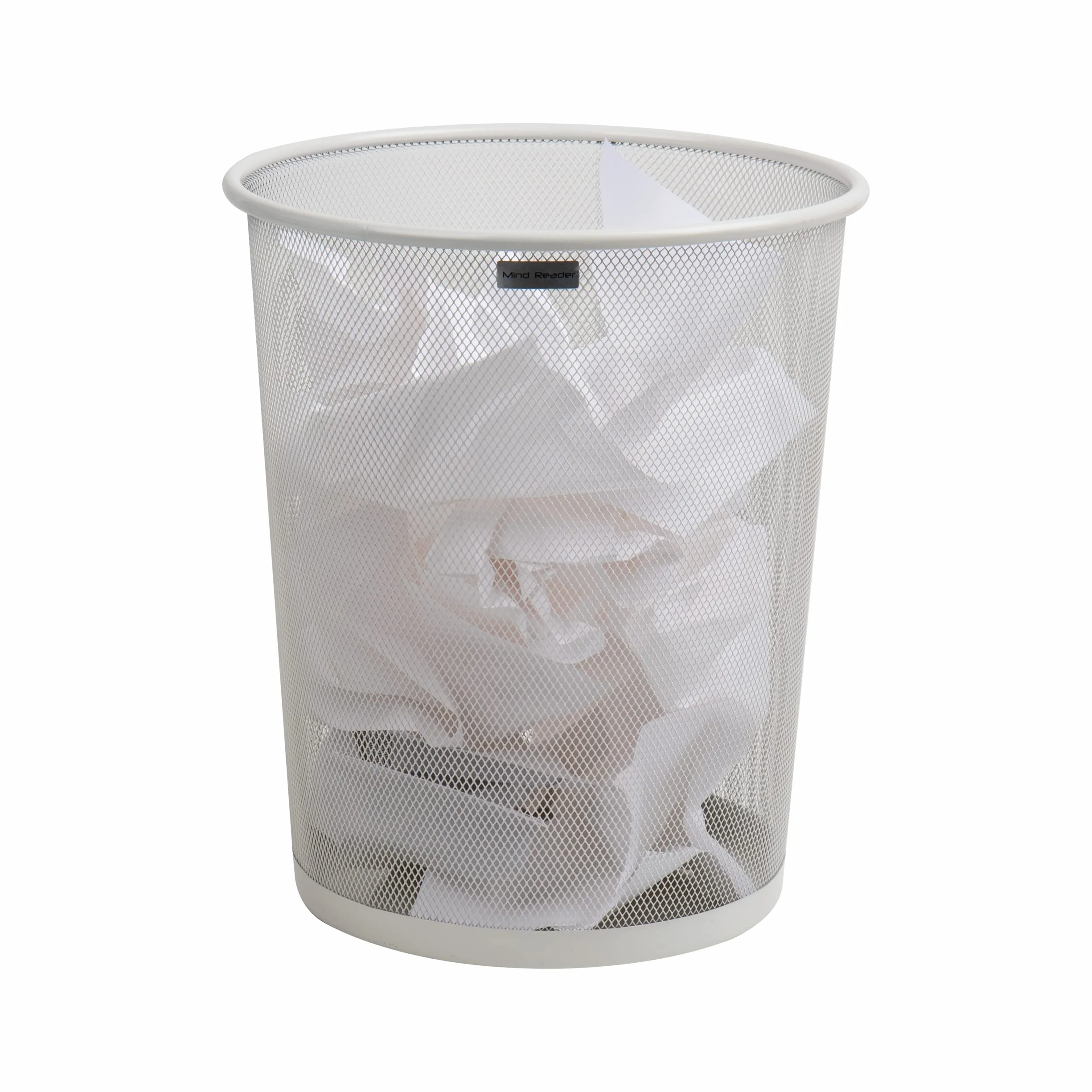 Mind Reader Koszyk na śmieci, zestaw do recyklingu, okrągły kosz na śmieci z metalowej siatki, biały
