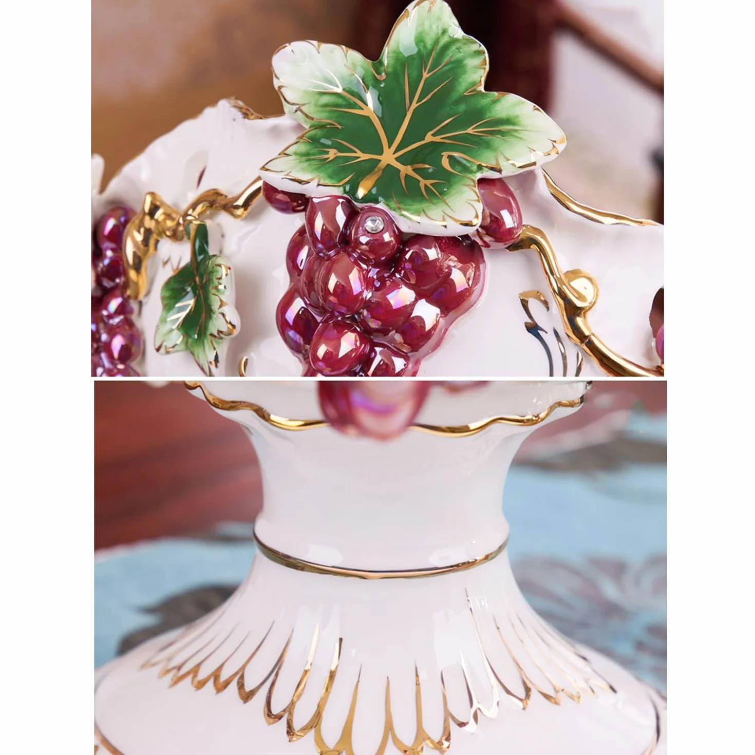 Ceramiczna miska na owoce, Porcelanowy styl dworski cukierki orzechy talerz dekoracja winogron taca, wysokiej klasy przekąski kompot jagoda kosz na owoce(Orange)