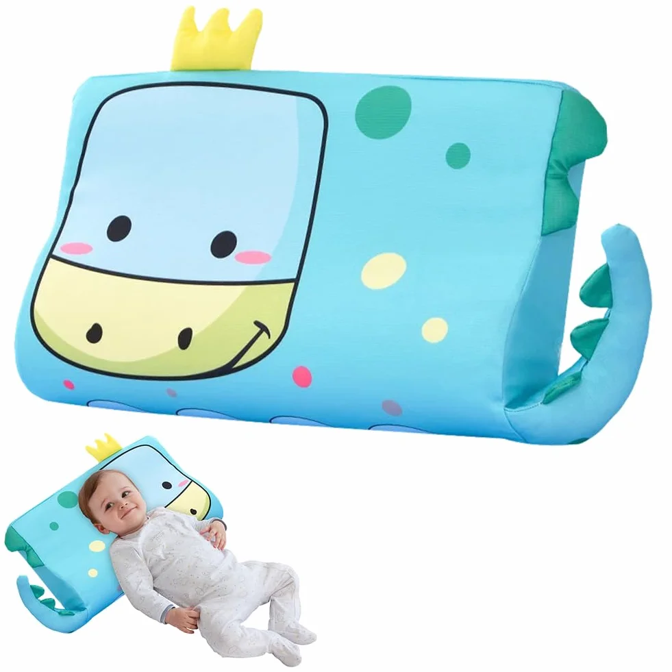 DASIAUTOEM Schlummerkids Poduszka dla dzieci, 46 x 26 cm, śliczne zwierzęta, ergonomiczna poduszka do przytulania dla dzieci, oddychająca, komfortowa poduszka dla dziewcząt i chłopców (dinozaury)