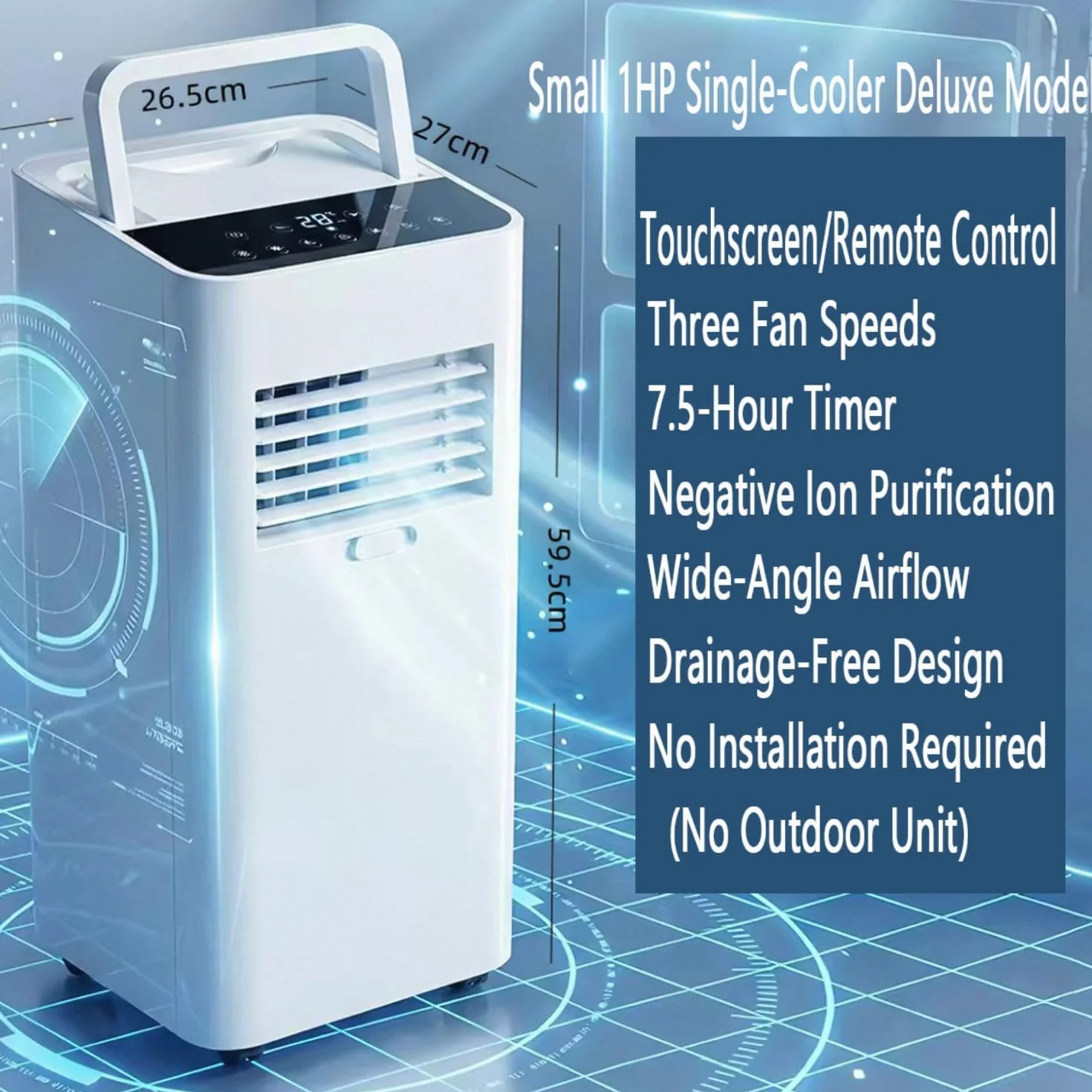 14000 BTU Portable AC dla 700 Sq Ft, Cichy osuszacz i wentylator z pilotem, samodzielna jednostka chłodząca z kółkami do biura w sypialni