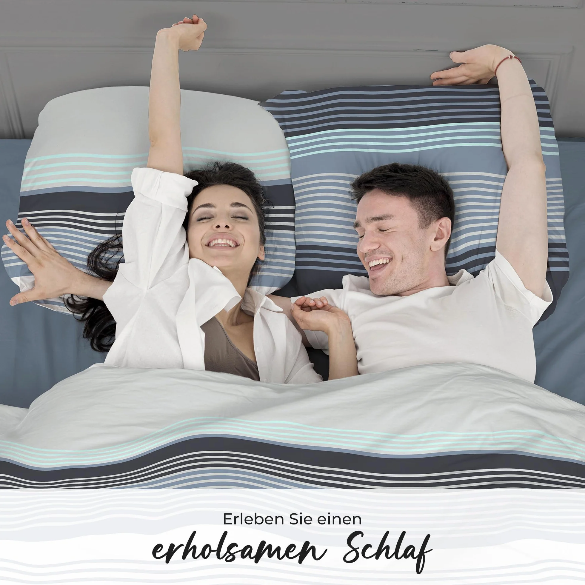 Pościel premium 200 x 200 – 100% bawełna, certyfikat Öko-Tex, Renforcé oddychająca, antyalergiczna, z zamkiem błyskawicznym, 3-częściowa poszwa na kołdrę + 2 x poszewka na poduszkę 80 x 80 cm