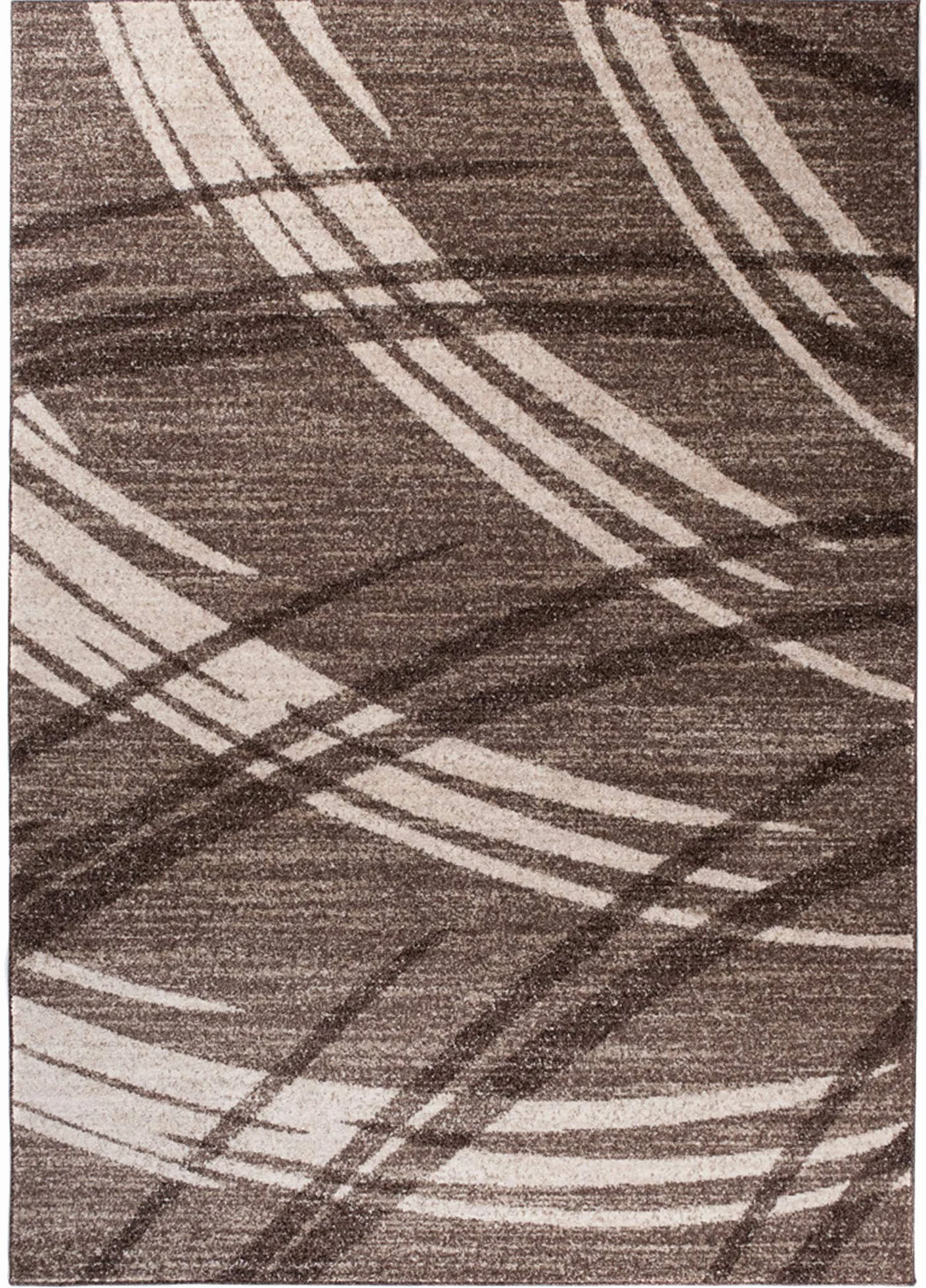 Tapiso Sari dywan z krótkim włosiem, nowoczesny, melanż, brązowy, beżowy, paski, fale, do salonu, sypialni, Ökotex 180 x 260 cm