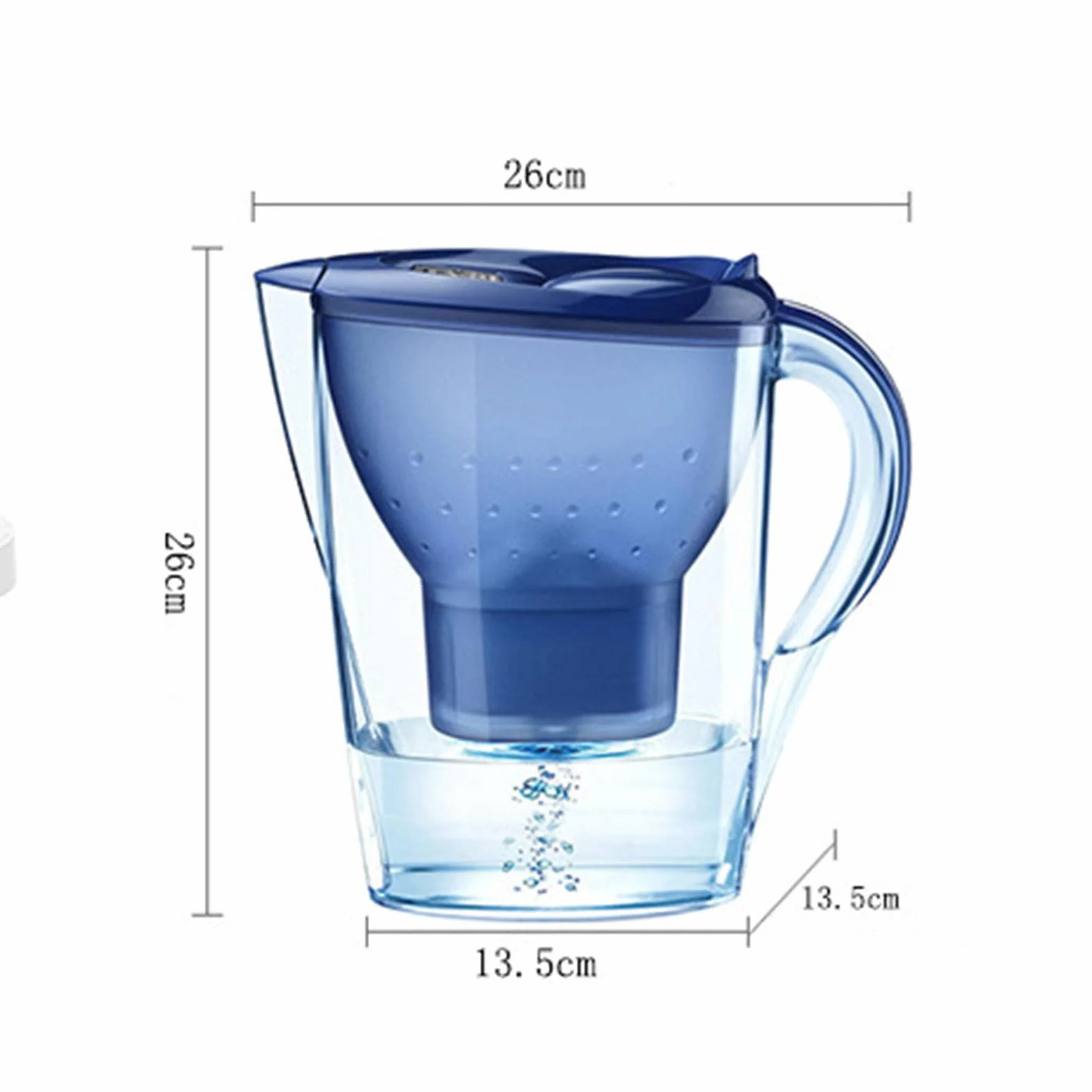 Dzbanek filtrujący do wody do drzwi lodówki, dzbanek filtrujący wodę o pojemności 3,5 l, żywotność filtra: 60 dni, redukuje fluorek, chlor, strumień wybielający, miernik jakości wody wchodzi w zakres dostawy, A