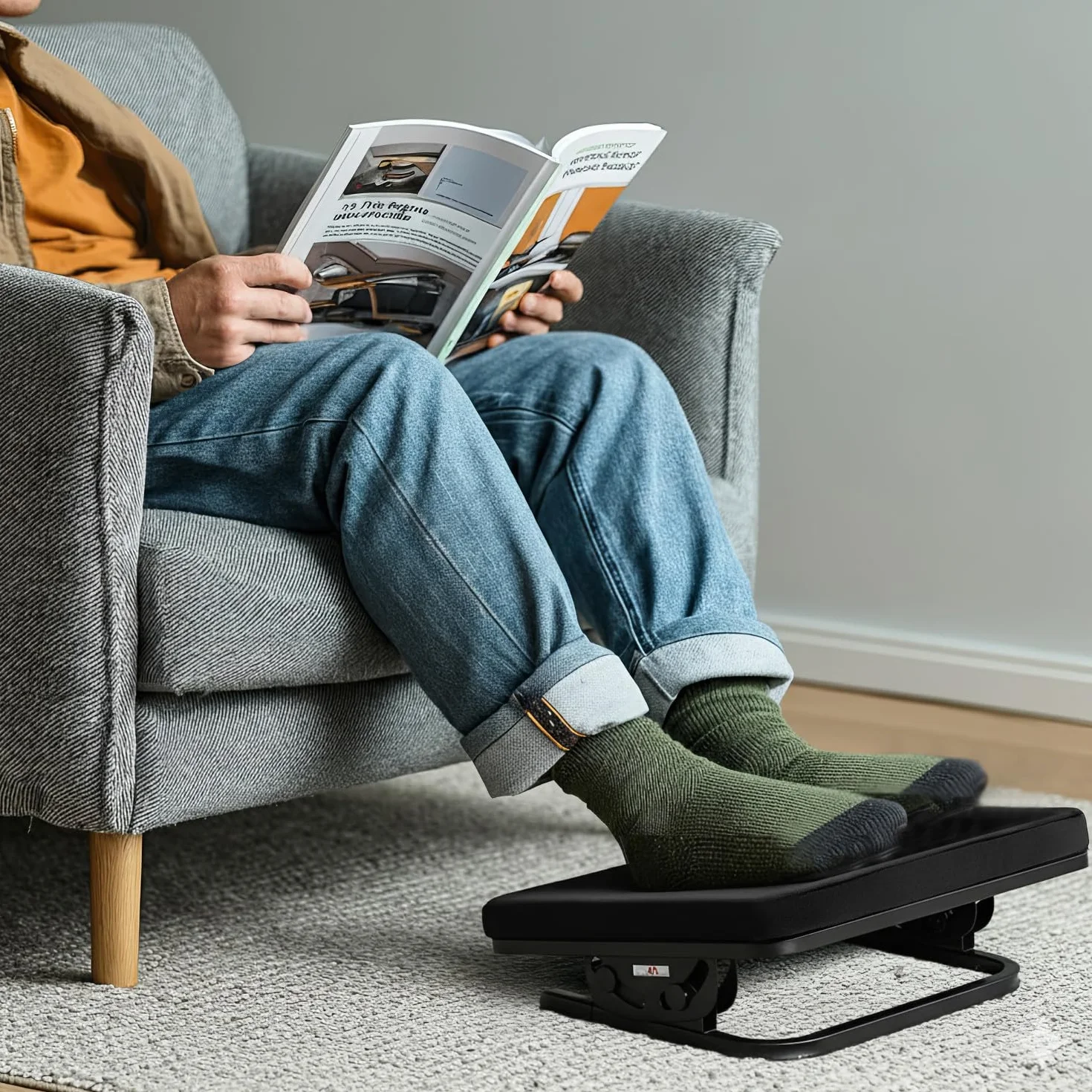 Maclean MC-460 Podnóżek Ergonomiczny, Podstawka pod Nogi, Płynnie Regulowany Kąt Nachylenia, Zdejmowalna Poduszka