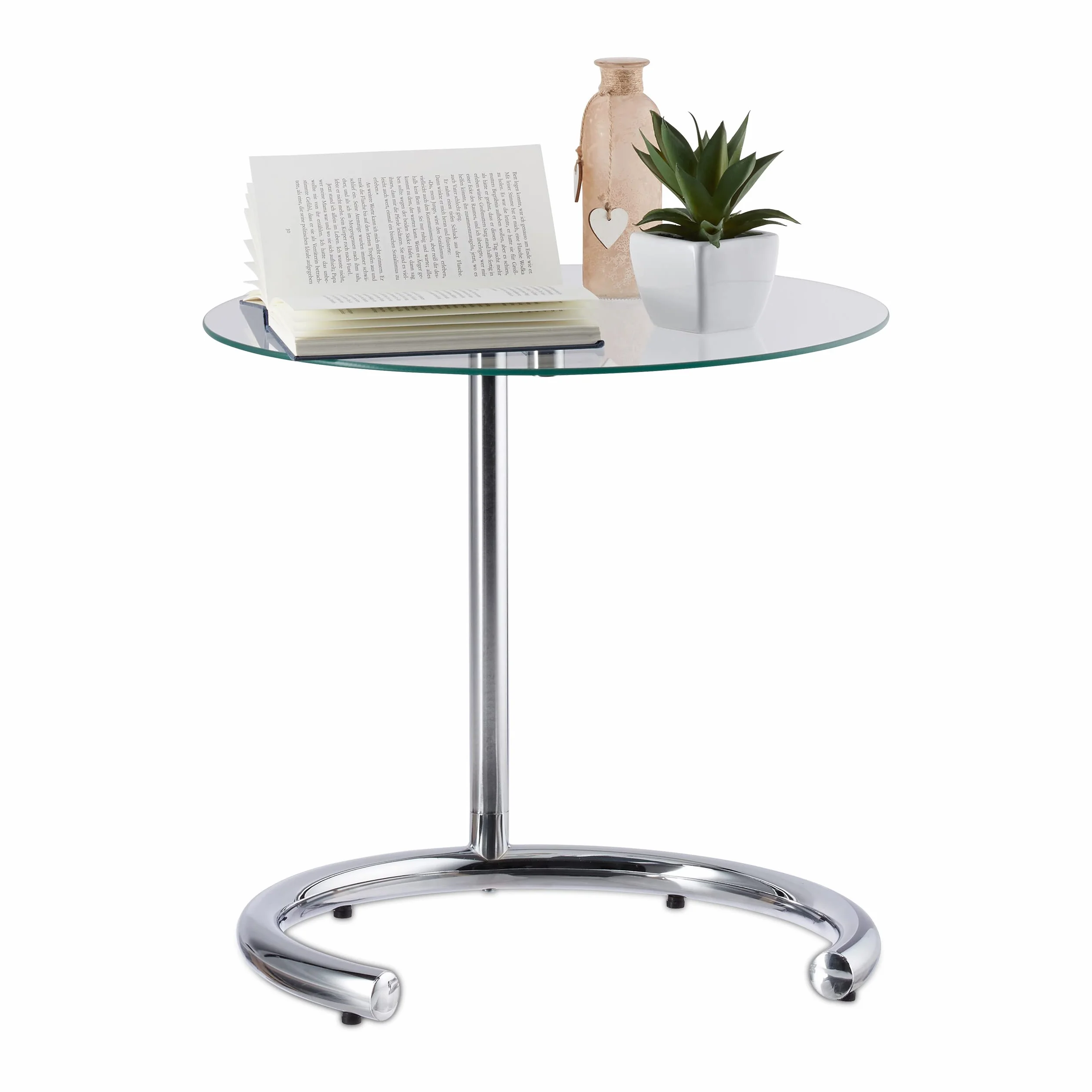 Relaxdays Stolik Kawowy, Srebrny, Ø 46 cm