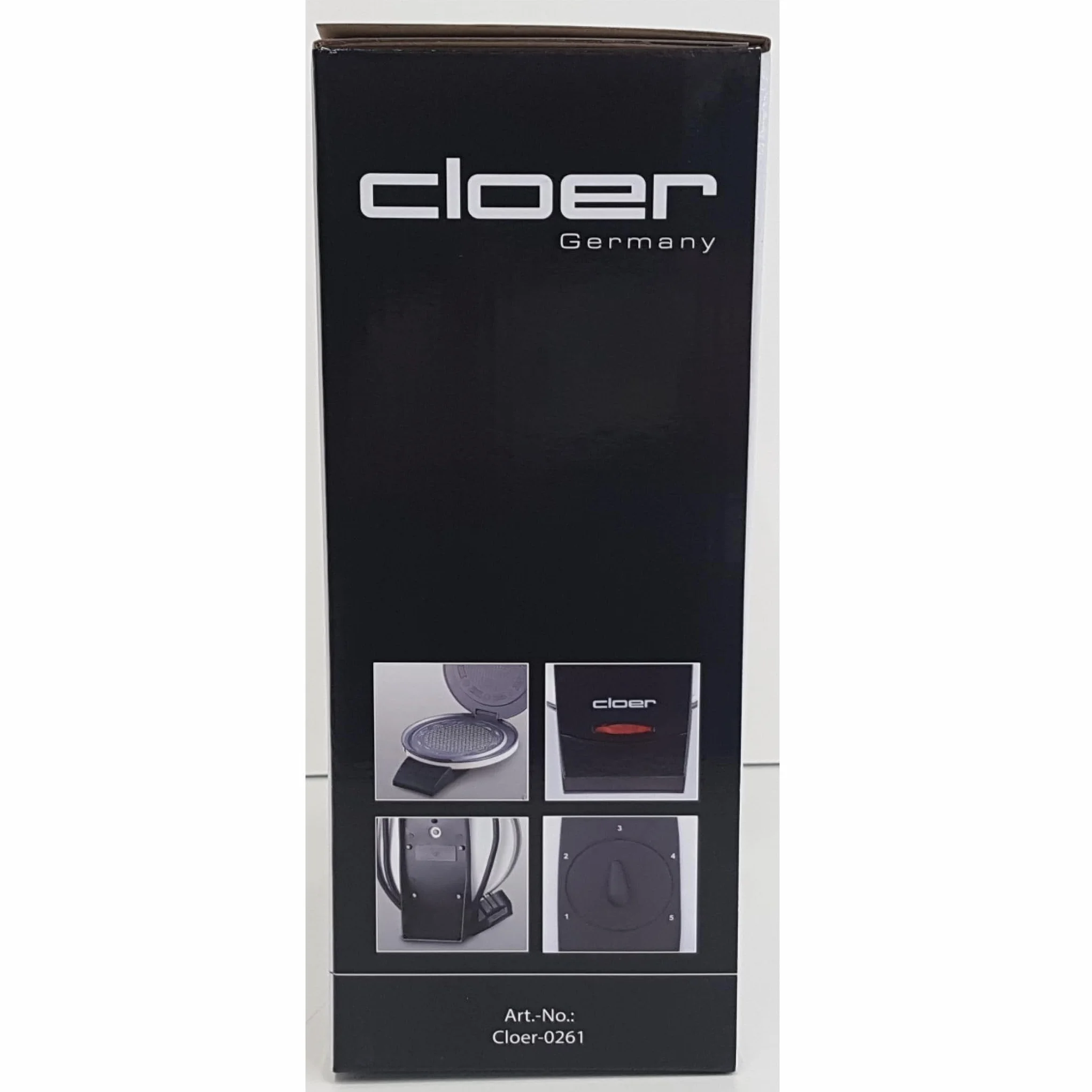 Cloer 261 Maszynka do robienia wafli na cienkie szyszki, 800 W, Powierzchnia do pieczenia 14,5 cm Ø, z nieprzywierającą powłoką, Bezstopniowa regulacja stopnia przypieczenia, biały metalowy korpus