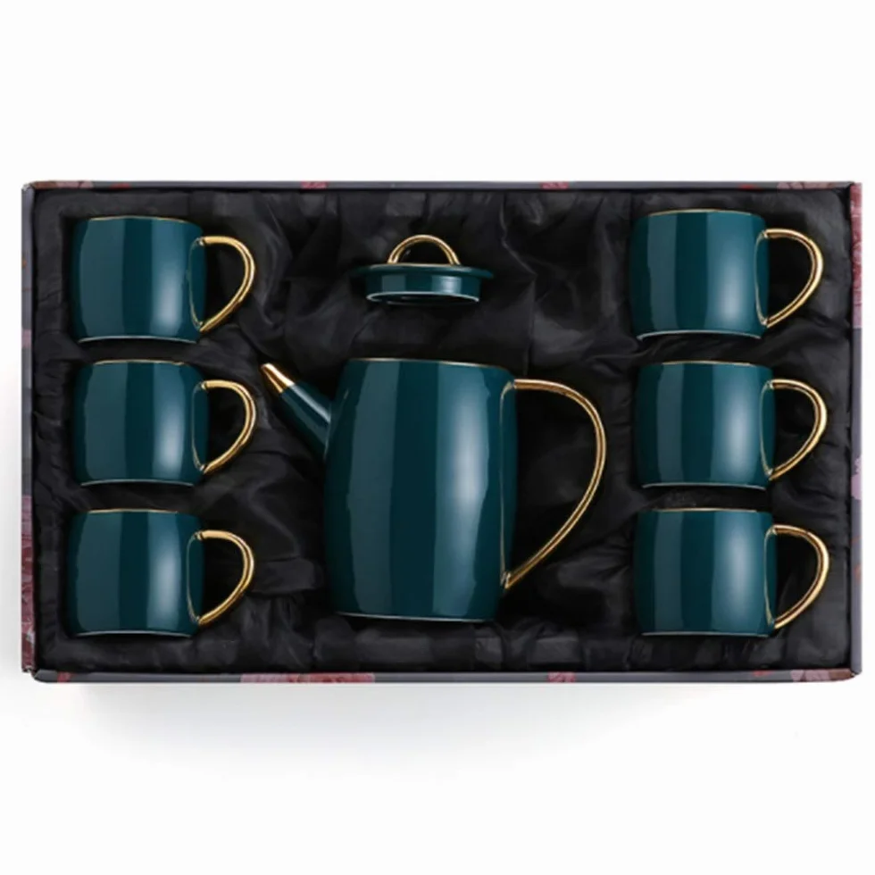 XINGYU Zestawy do herbaty 6-częściowa filiżanka i taca do kawy popołudniowa herbata naczynia do picia zestaw do kawy 8 sztuk w stylu nordyckim glazurowana porcelana serwis do kawy i herbaty na imprezę i kolację do domu