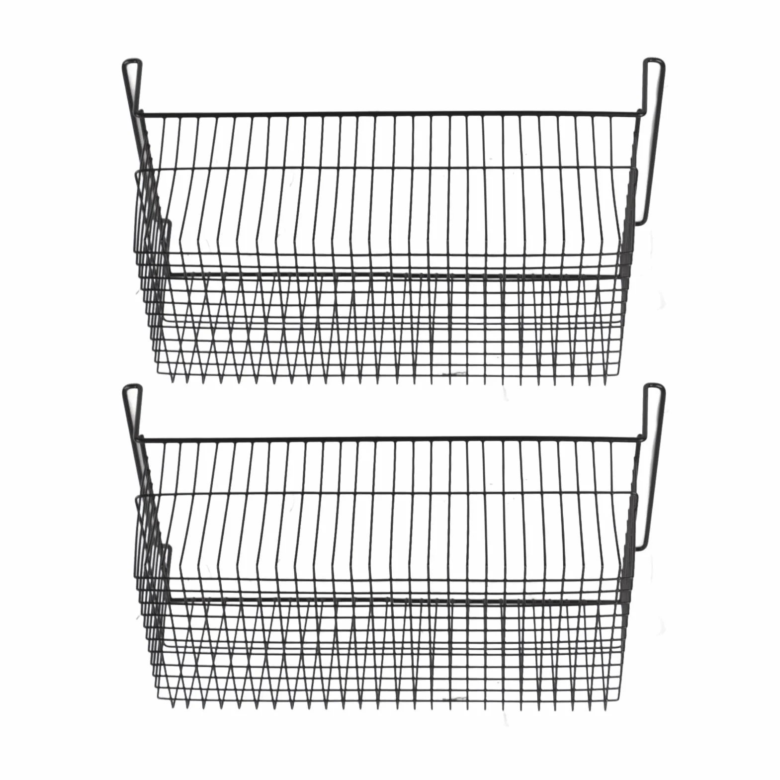 Generic Pojemniki z zamrażarką skrzyniową Mocny Metalowy Drut Możliwość Układania w Stosy Regał do Przechowywania Schludnych Przyborów Kuchennych 2 Opakowania do Szafek, Szaf Czarny (Dł. 63 cm x