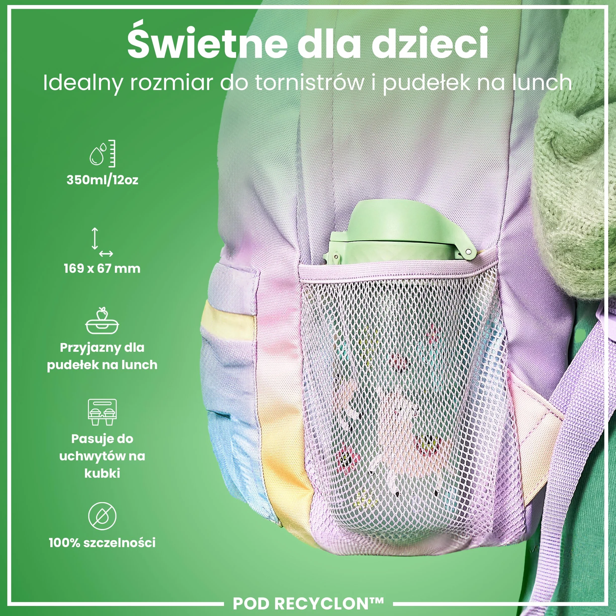 ION8 Butelka dla Dzieci, 350 ml/12 oz, Szczelna, Łatwa do Otwarcia, Bezpieczny Zamek, Można Myć w Zmywarce, Bez BPA, Uchwyt do Przenoszenia, Łatwa do Czyszczenia, Bezwonny, Lamy
