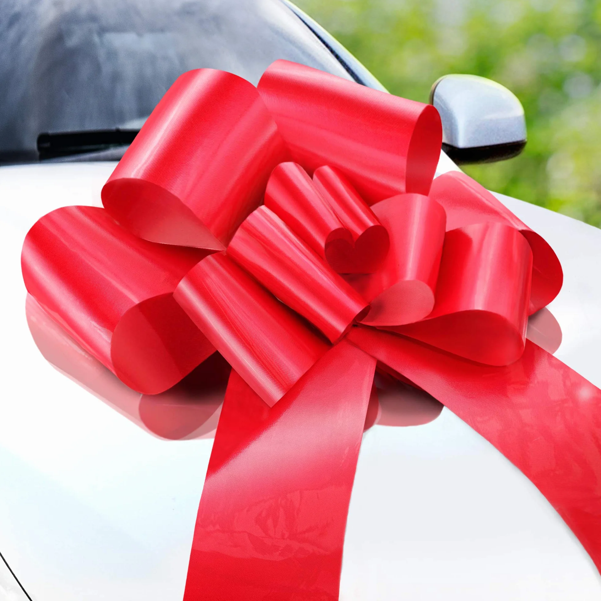 Zoe Deco Big Car Bow (Red, 58 cm / 23 Inch), Gift Bows, Birthday Bow, Huge Car Bow, Car Bows, Big Red Bow, Christmas Bows for Cars, Gift Wrapping