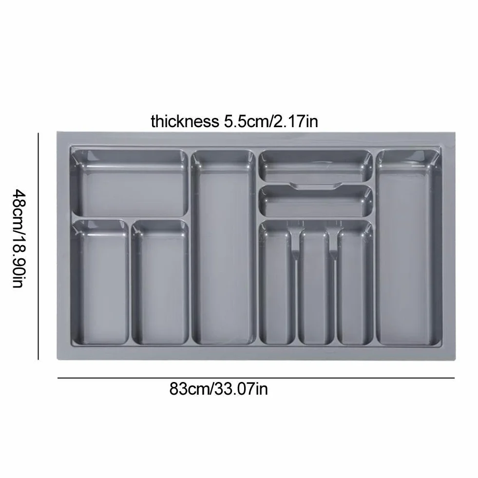 Omabeta 900mm Plastikowa Wkładka do Szuflady na Sztućce Trwałe Noże i Widelce Organizer do Przechowywania do Kuchni w Domu Szary Rozmiar 33,07x18,90x2,17 Cala (Szary)