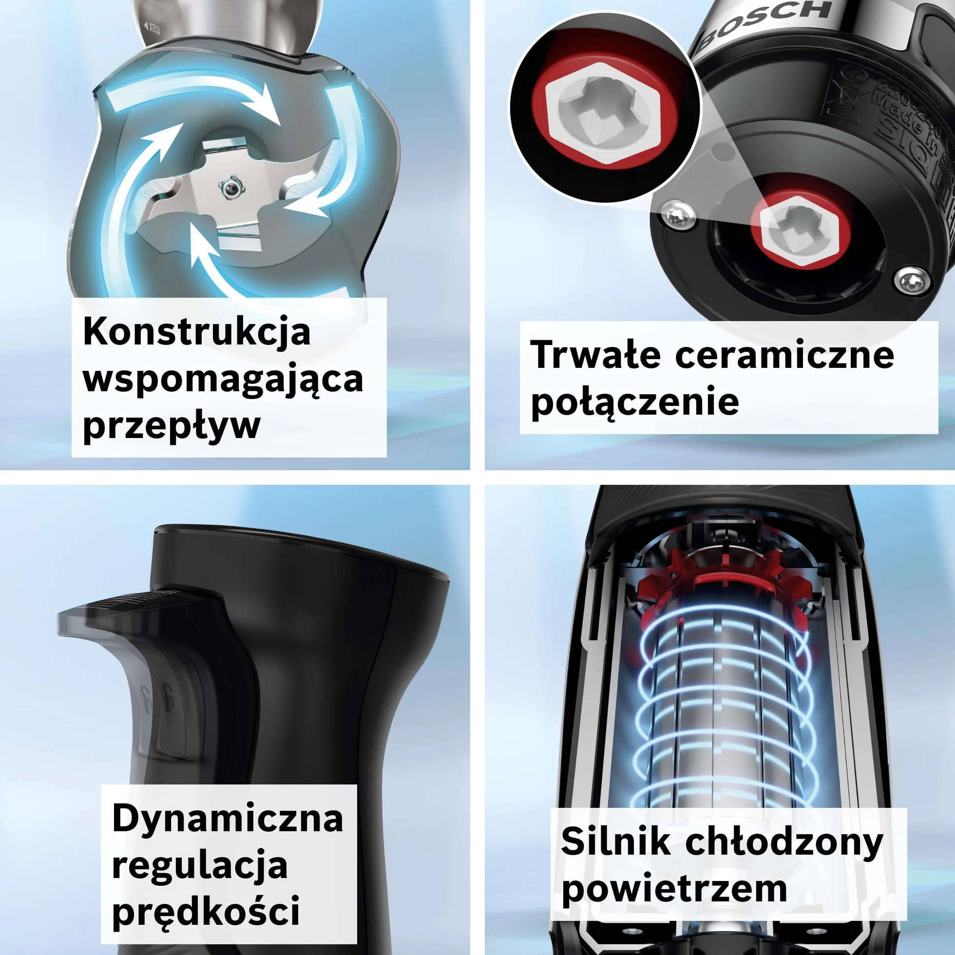 Bosch ErgoMaster Series 6 Blender Ręczny 1200 W QuattroBlade Pro MSM6M820