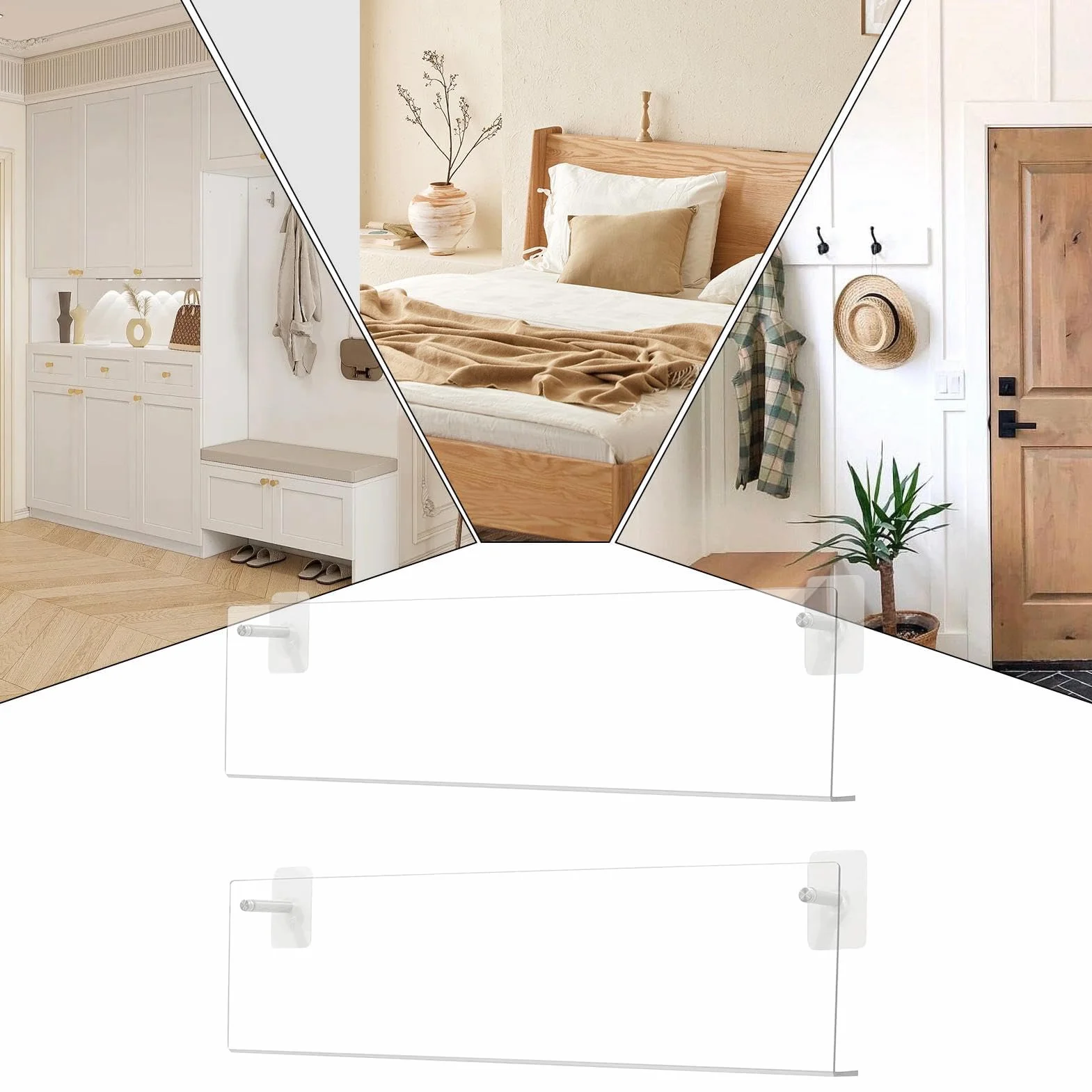 Akrylowy uchwyt na album 40 x 15 x 6 cm, przezroczysta, montowana na ścianie, wielofunkcyjny organizer dla miłośników muzyki, bez wiercenia, do sypialni i kina domowego