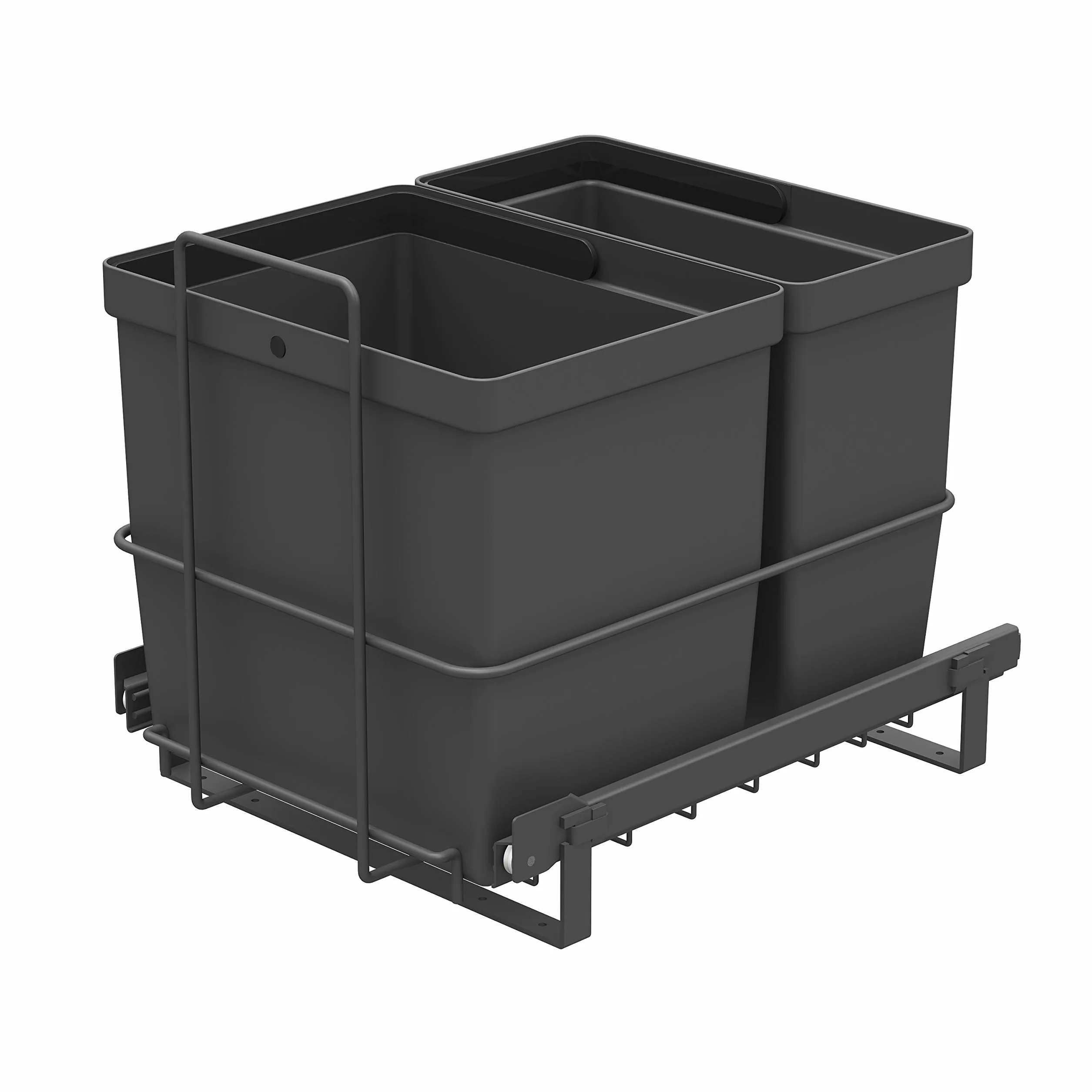 LM 64/2 kosz na śmieci do zabudowy, wysuwany, z 2 koszami na śmieci (1 x 11 l, 1 x 16 l), kolor antracytowy, 32,8 x 43,3 x 35,4 cm – system segregacji śmieci do kuchni, szafka pod umywalkę