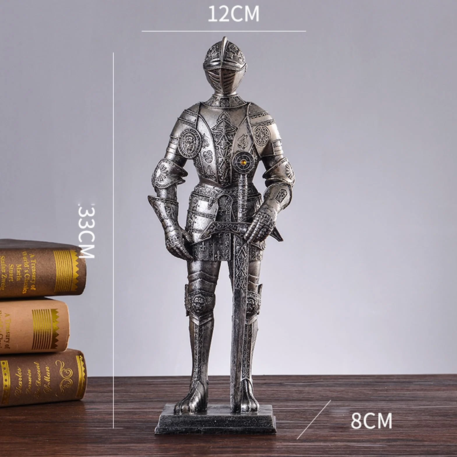 Statua artystyczna - rzeźba ornamentowa - figurka dekoracyjna na biurko, dekoracja półki, statuetka rycerza ozdoba zbroi, statuetka do dekoracji biura domowego, rzeźba na kolekcjonerskiej figurce dekoracyjnej (kolor: B)