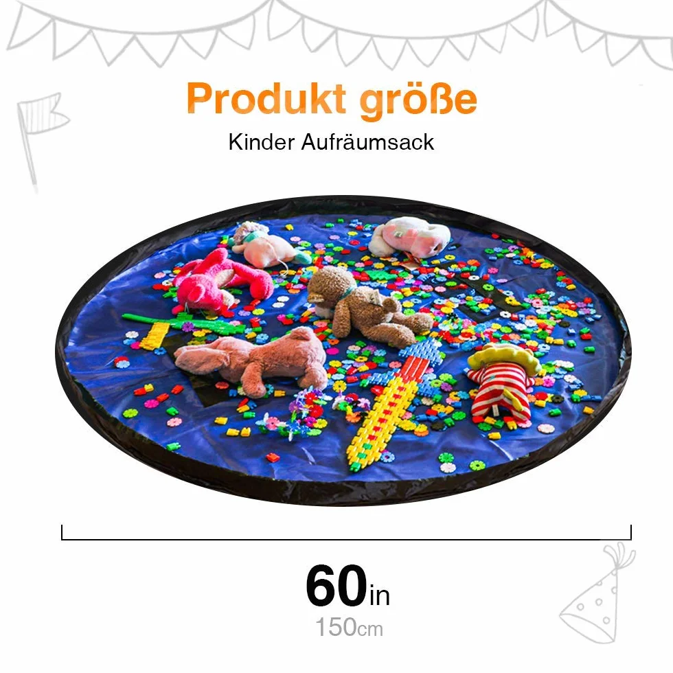 LandJoy Składana Mata do Zabaw dla Dzieci 150 cm Pomarańczowa Torba do Przechowywania Zabawek