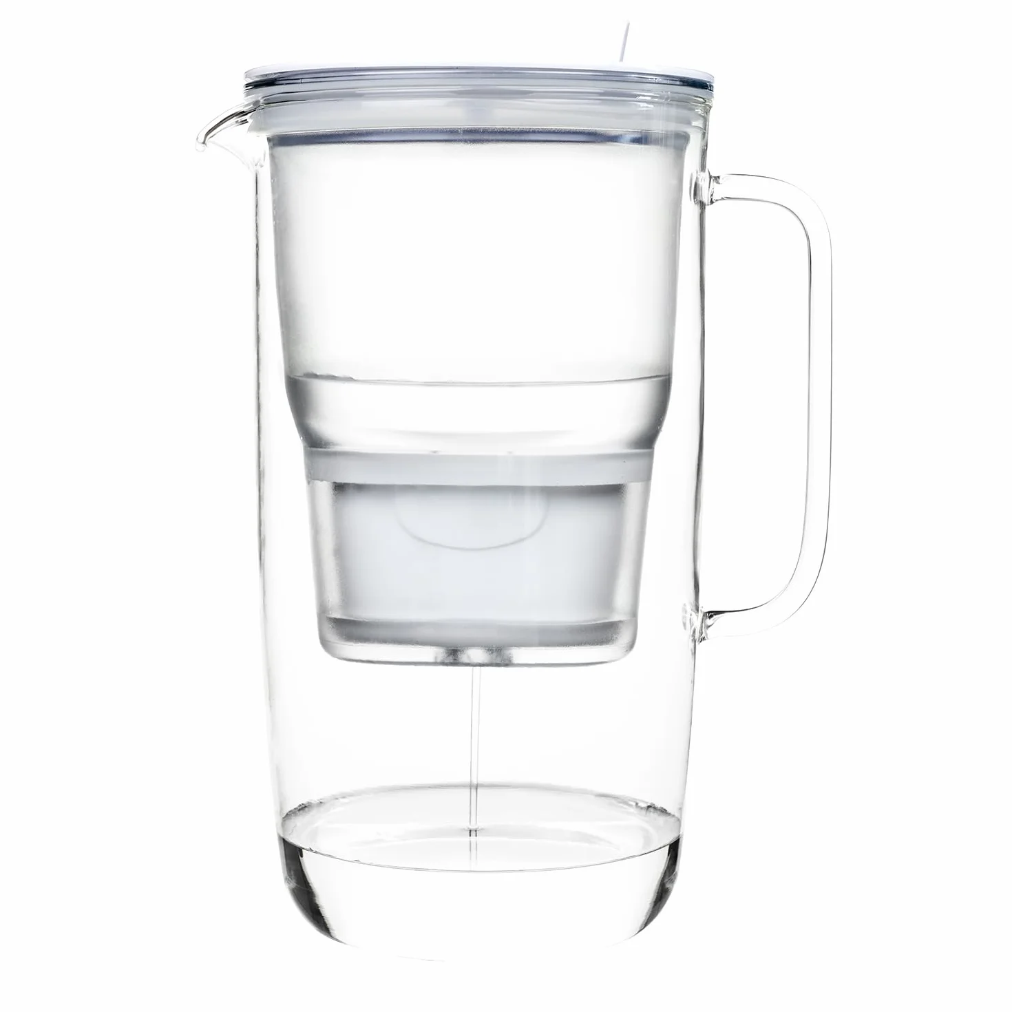 Aqualogis Etiuda 2.9L | Premium Szklany Dzbanek Filtrujący Wodę | z 1 Wkładem Pure+ | Biały | Redukuje nieprzyjemny zapach i smak