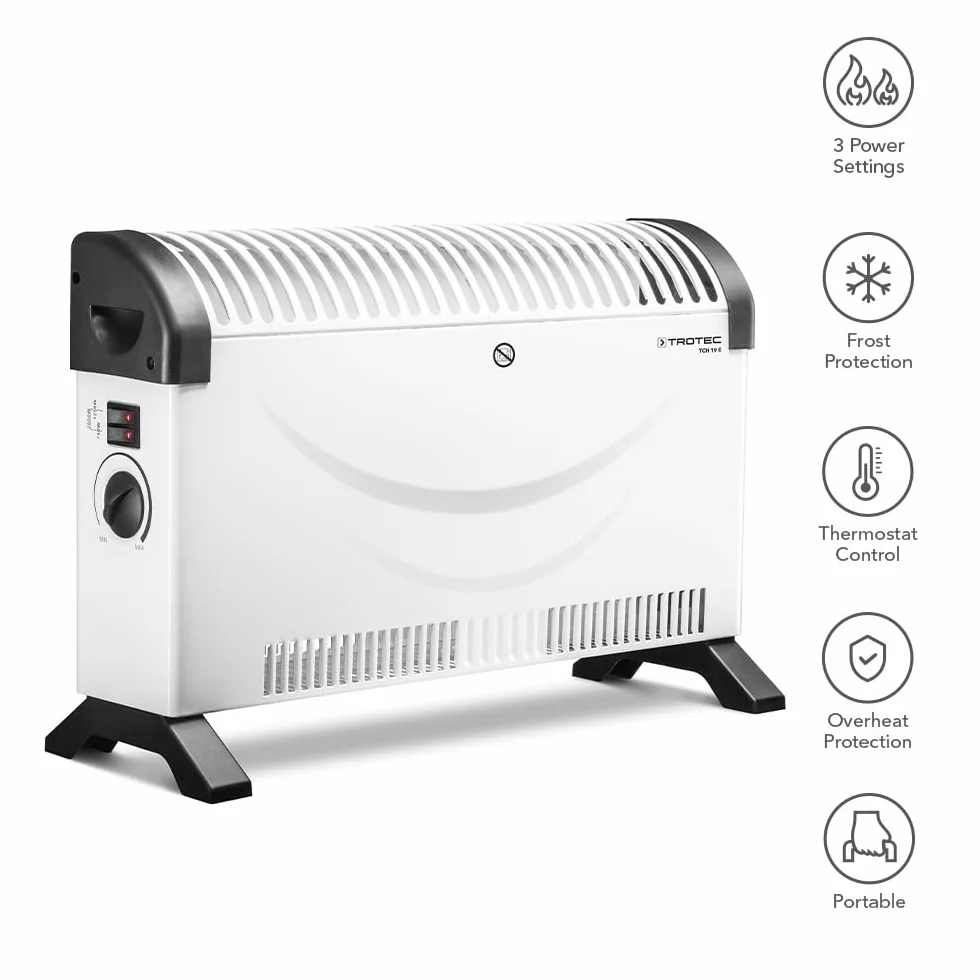 TROTEC Konwektor TCH 19 E Grzejnik elektryczny 750 W 1250 W 2000 W do 24 m² 60 m³