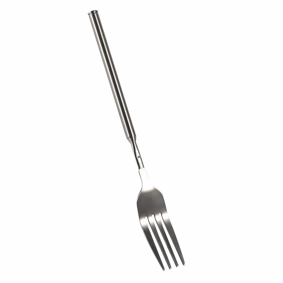 Teleskopowy Widelec Przedłużający Widelec ze Stali Nierdzewnej Bbq Teleskopowy Rozkładany Obiad Deser Długi Uchwyt ze Stali Nierdzewnej Sztućce