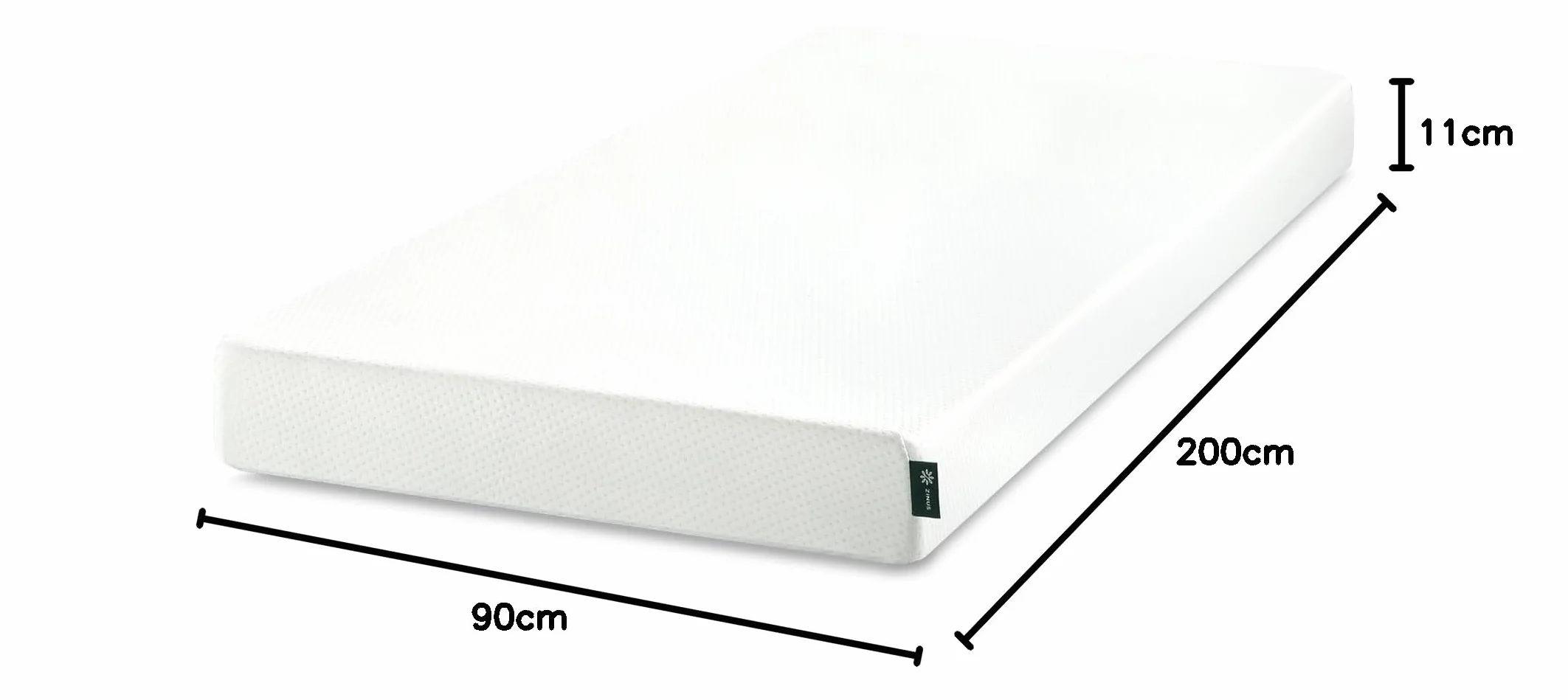 Zinus Materac piankowy Visco, 90 x 200 cm, komfortowy materac o średnim stopniu twardości, poszewka pikowana, wysokość 11 cm, certyfikat Oeko-Tex, szary