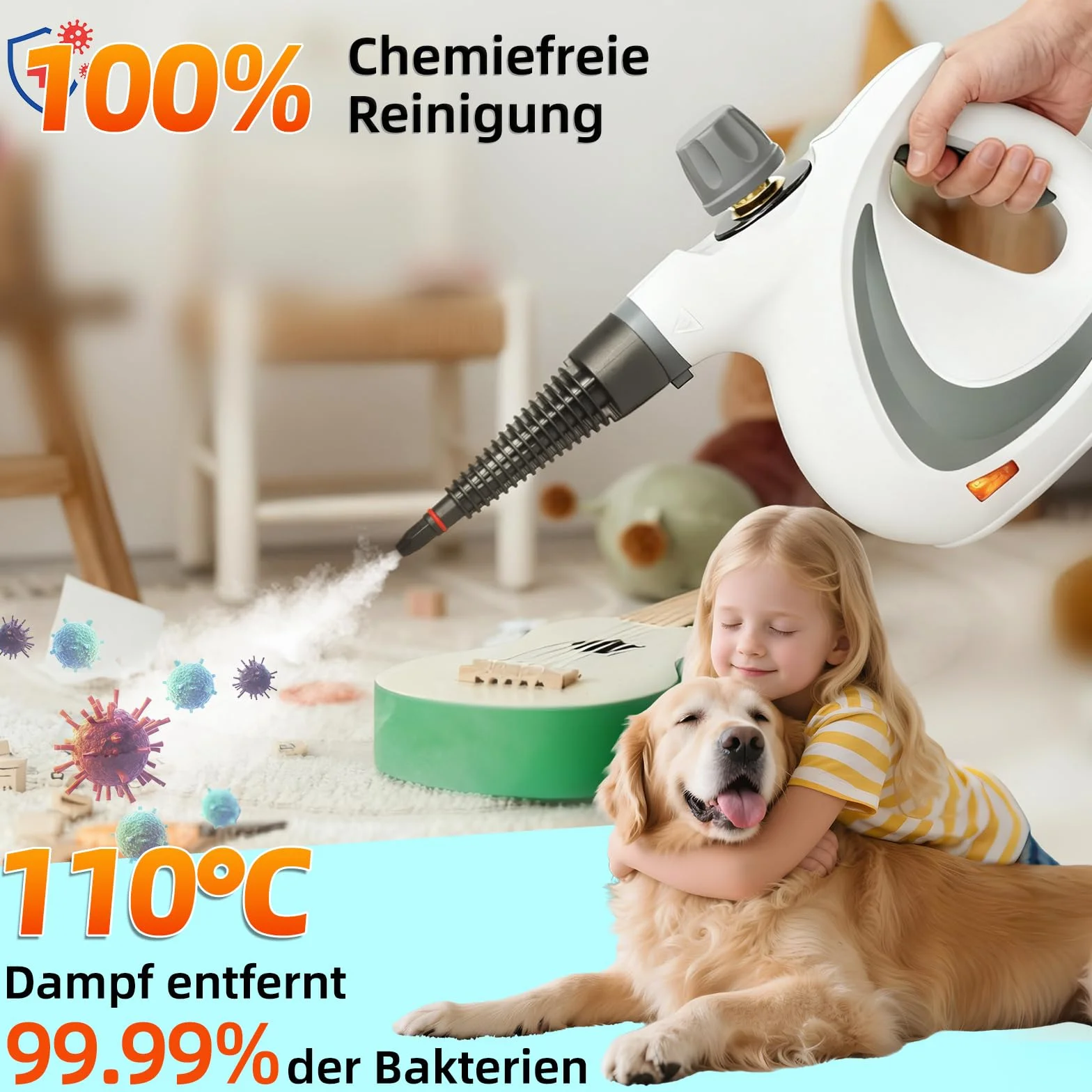 Myjka parowa, ręczna myjka parowa do domu, wielofunkcyjna, z 12-częściowymi akcesoriami, ciśnienie pary 3,5 bar, 350 ml, 1050 W, bezchemiczna myjka parowa, czyszczenie kuchni, podłóg, płytek, sof