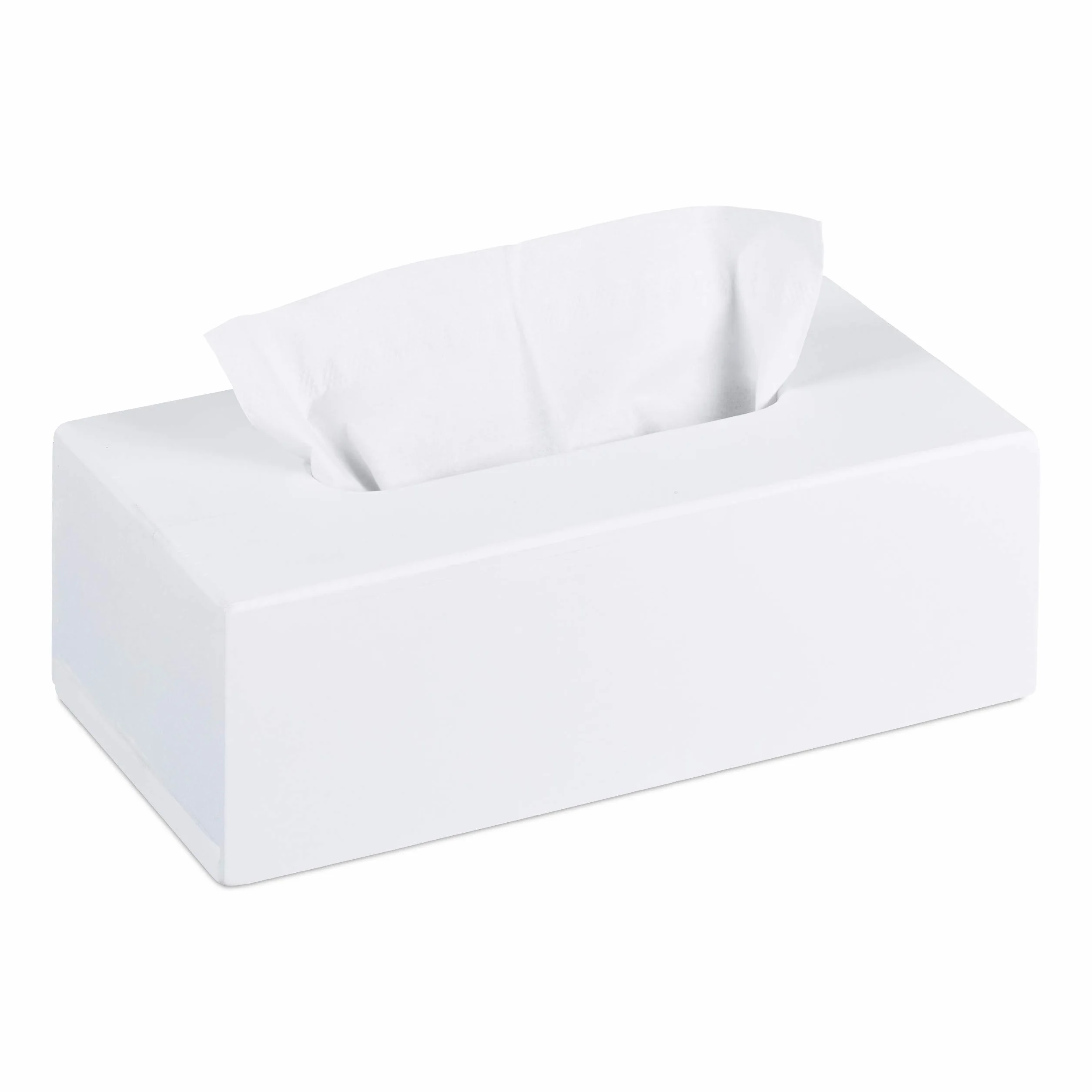 Relaxdays Pudełko na chusteczki bambusowe, pudełko na chusteczki z przesuwanym dnem, pudełko na chusteczki higieniczne, wys. x szer. x gł.: 7,5 x 24 x 12 cm, biały 10023252