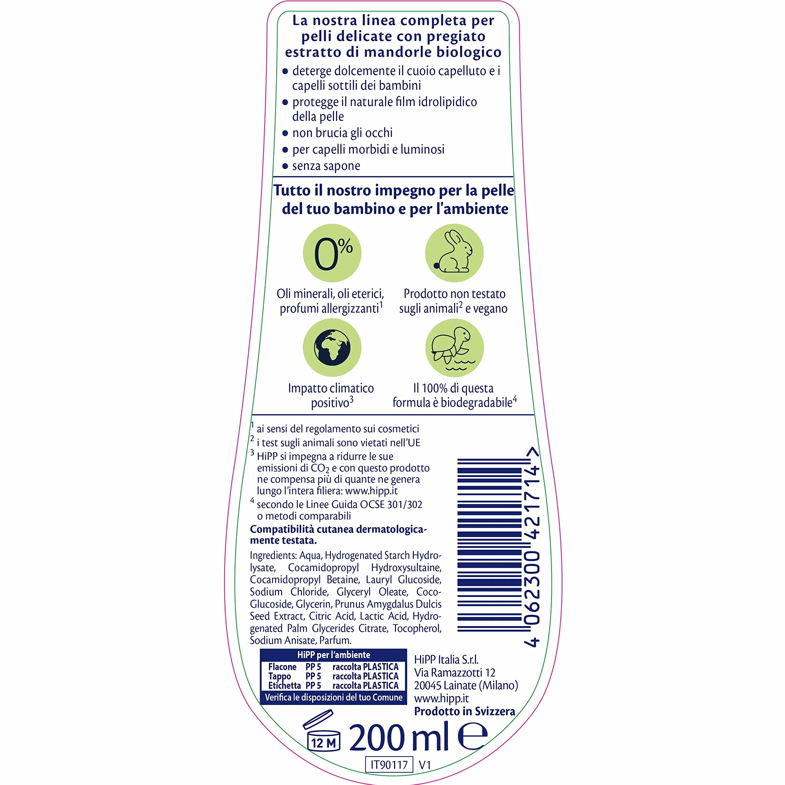 Hipp Delikatny Szampon, Biały, 200 ml