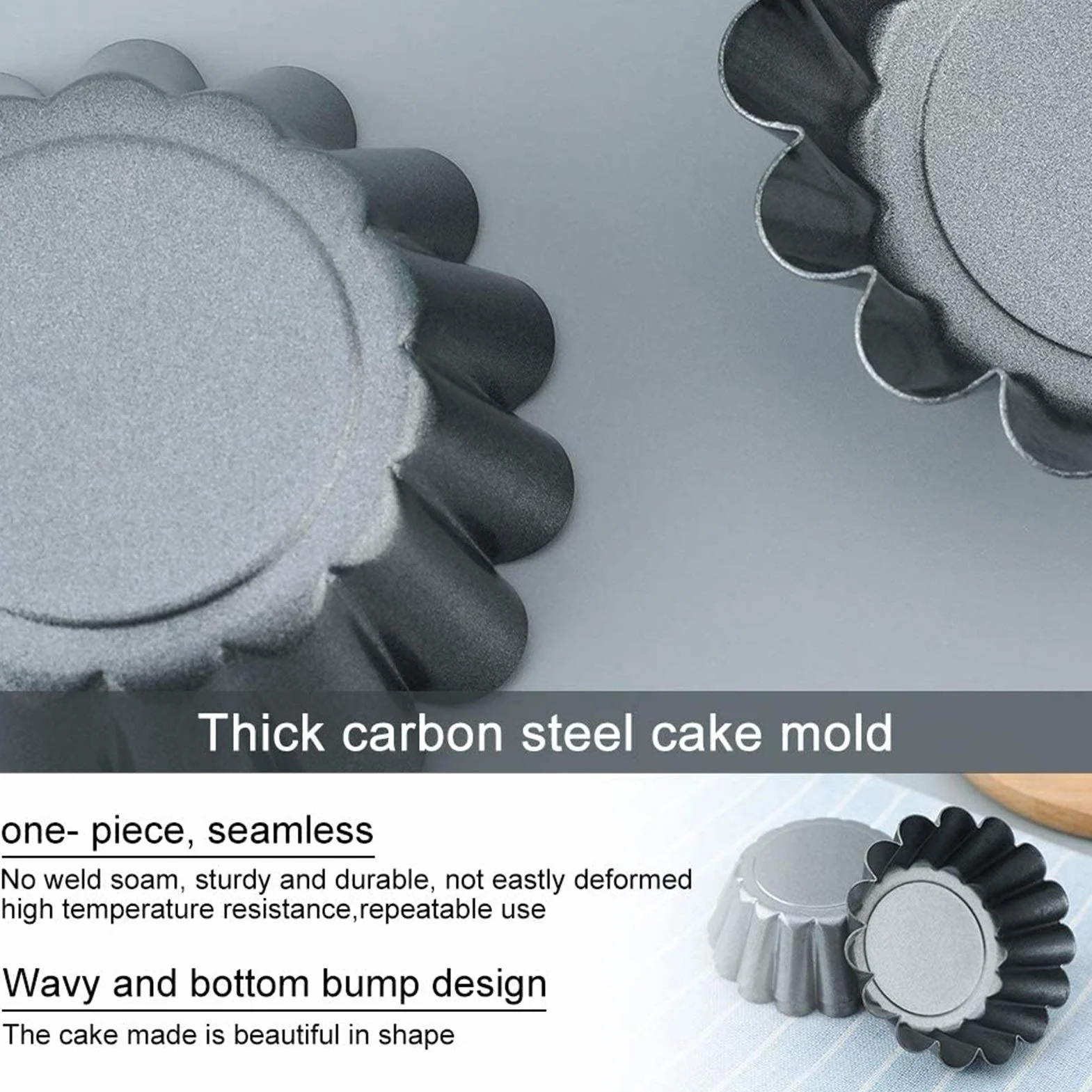 RJJ 12 sztuk Mini Cupcake Formy do pieczenia Ciasto Muffin Mold Tin PAN Peb Do Pieczenia, Formy Puddingu Non-Stick, Formy do pieczenia
