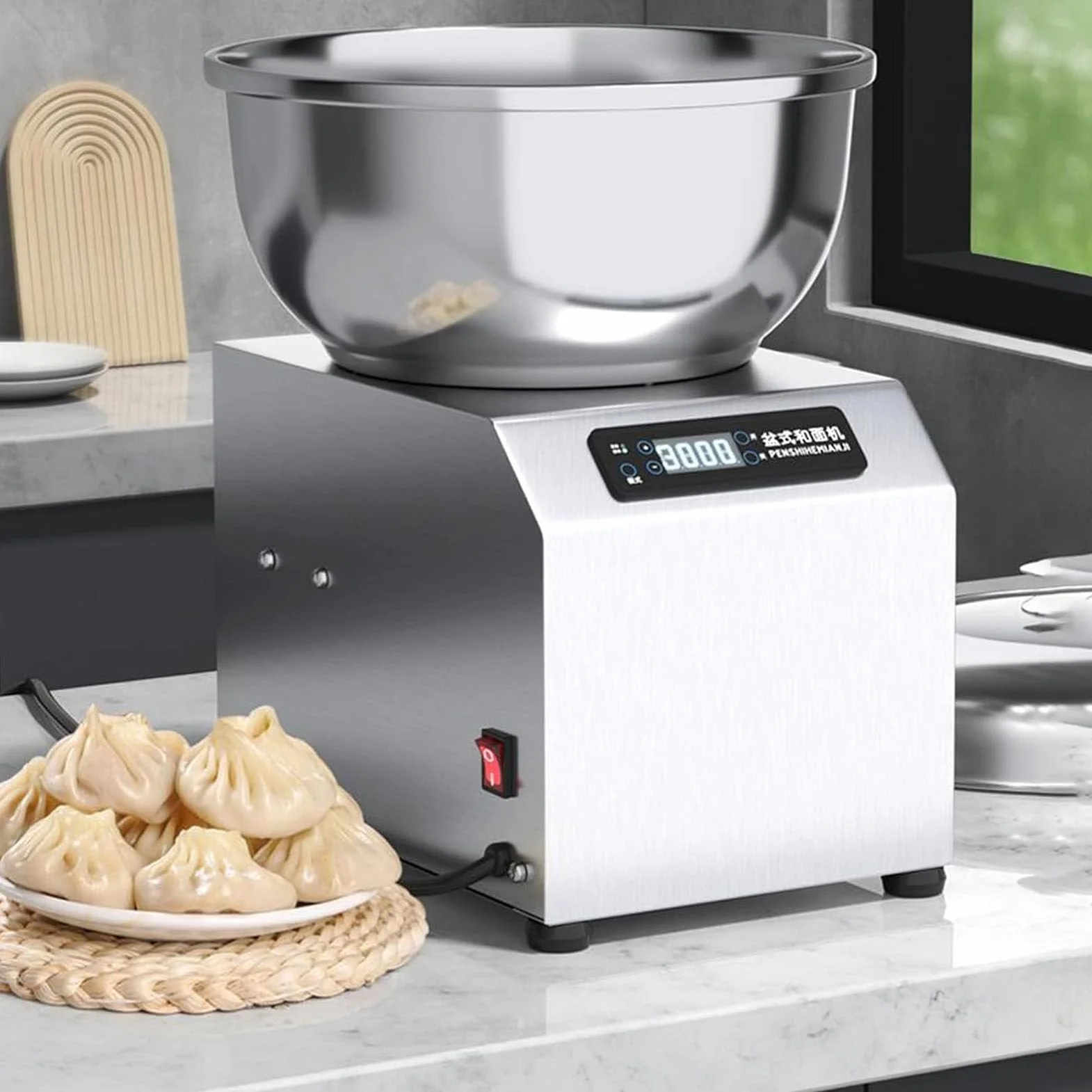 Mikser do ciasta z timerem i podwójnym obrotem 8kg/18lbs | Elektryczna spiralna ugniatarka o mocy 2200 W, misa ze stali nierdzewnej, wytrzymała konstrukcja do pizzy, chleba i ciast