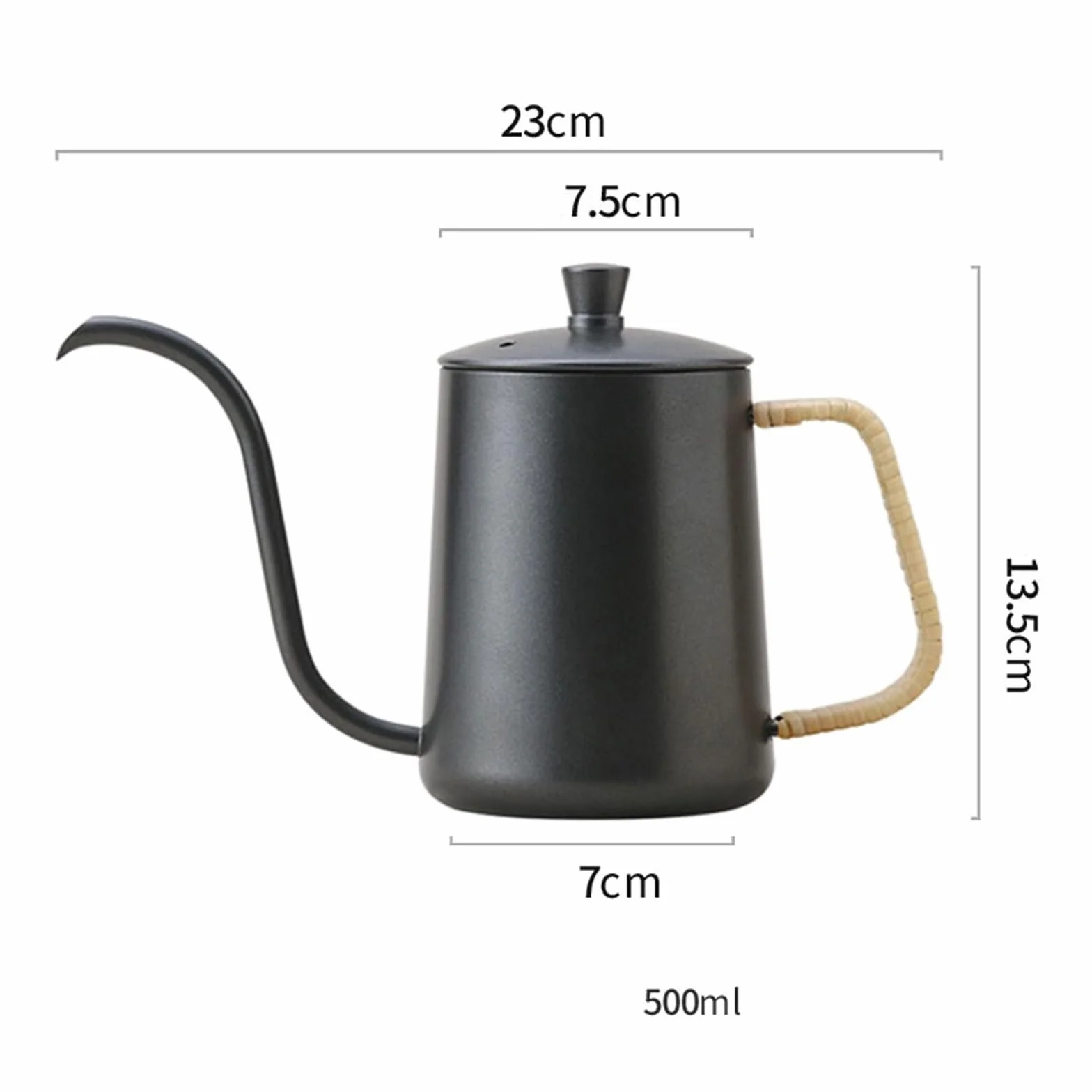 Dzbanek do kawy 500 ml Delikatne usta Ręczny napar Dzbanek do kawy 304 Dzbanek filtrujący ze stali nierdzewnej Modny i trwały zestaw do herbaty domowej do domu, kuchni (kolor: A)