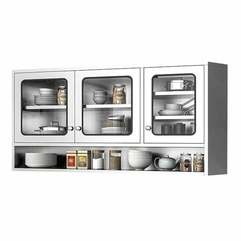 Szafka ścienna ze stali nierdzewnej, regulowana, otwarta półka, regał do przechowywania, montowany na ścianie, szafka do kuchni, łazienki i salonu, 120 x 60 x 35 cm – i stylowa