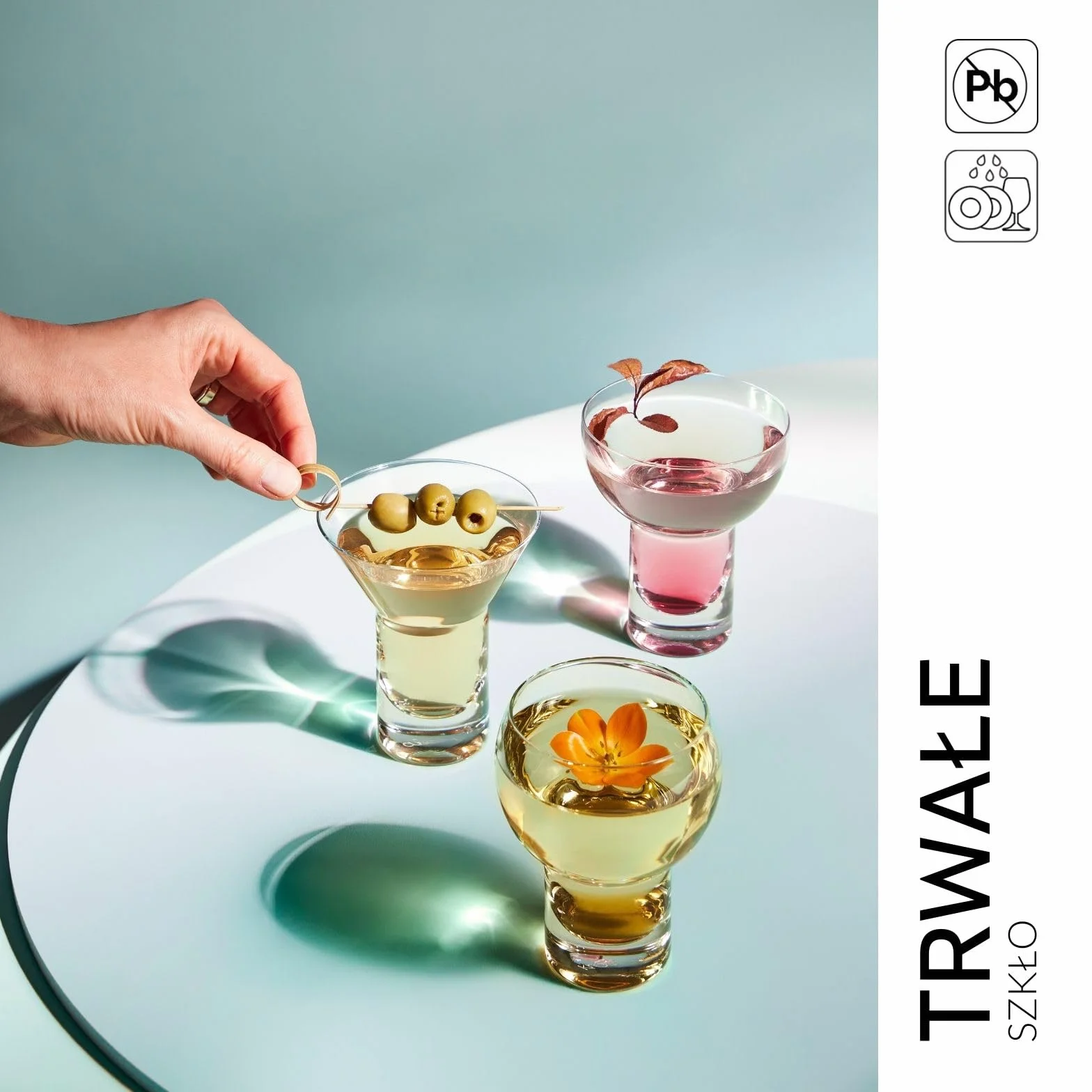 KROSNO Kieliszki Koktajlowe | Zestaw 3 szklanek | 190, 150, 200ml | Kolekcja Shake | Margarita i Martini | Szkło Crystalline | Idealne do restauracji i na przyjęcia w domu | Możliwość mycia w zmywarce