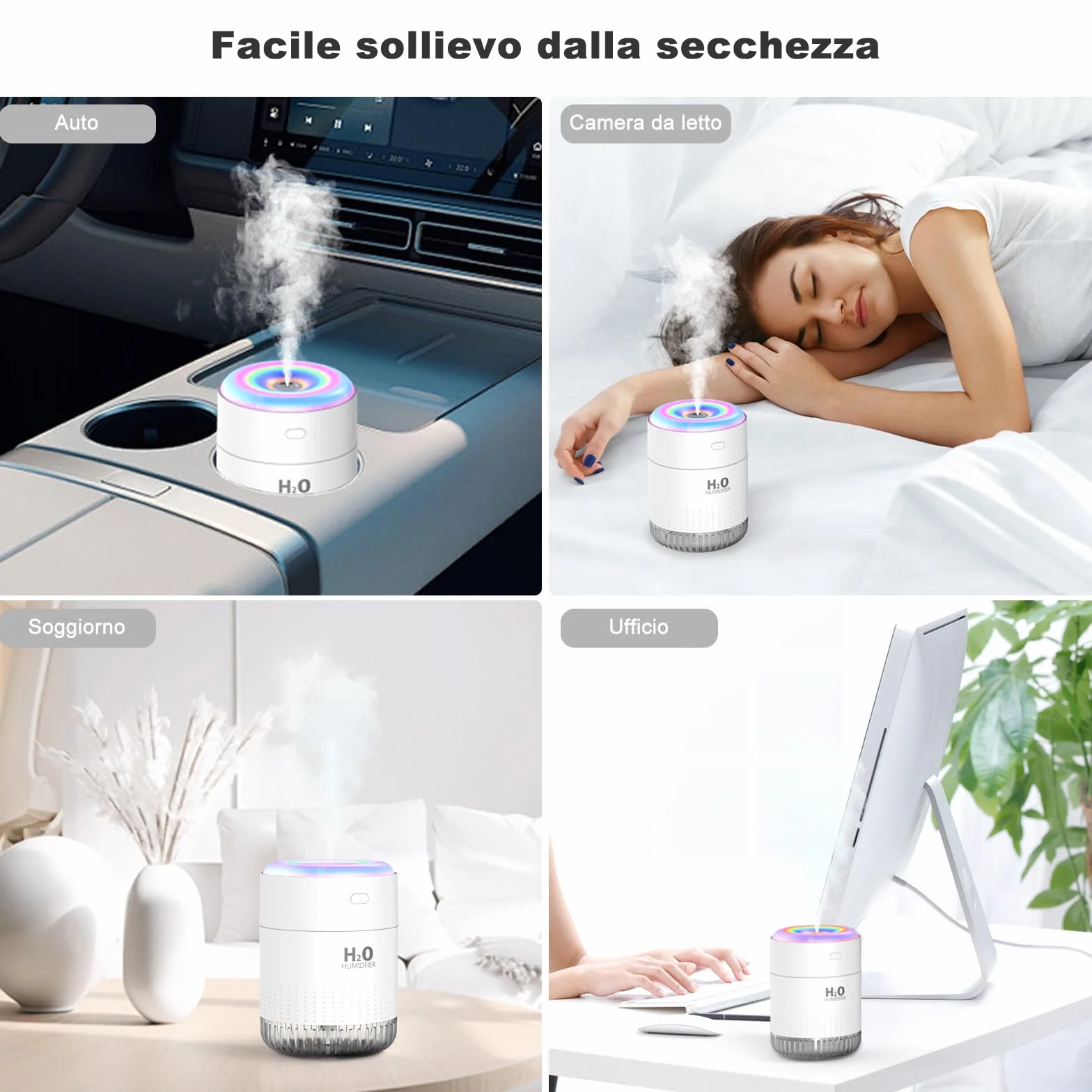 SZO Nawilżacz do pokoju dziecięcego, mini, z LED, automatycznym wyłączaniem i dwoma trybami mgły