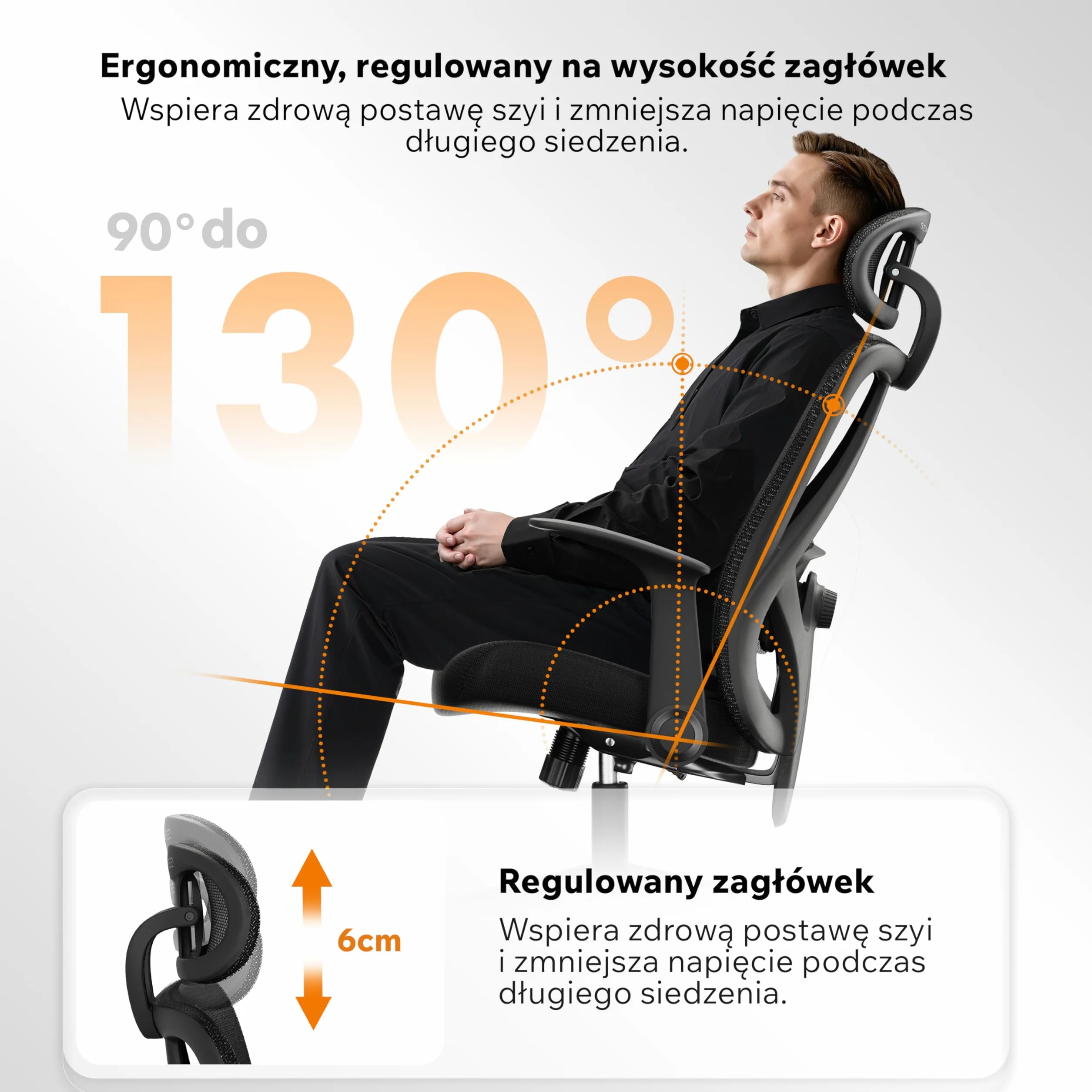 SENSE7 Fotel Biurowy Gamingowy Ergonomiczny Krzesło Obrotowe Biurowe Regulowany dla Home Office Graczy do 150kg Oddychająca Tkanina Regulowany Zagłówek z Podparciem Podłokietnikami 2D – Noxo Czarny