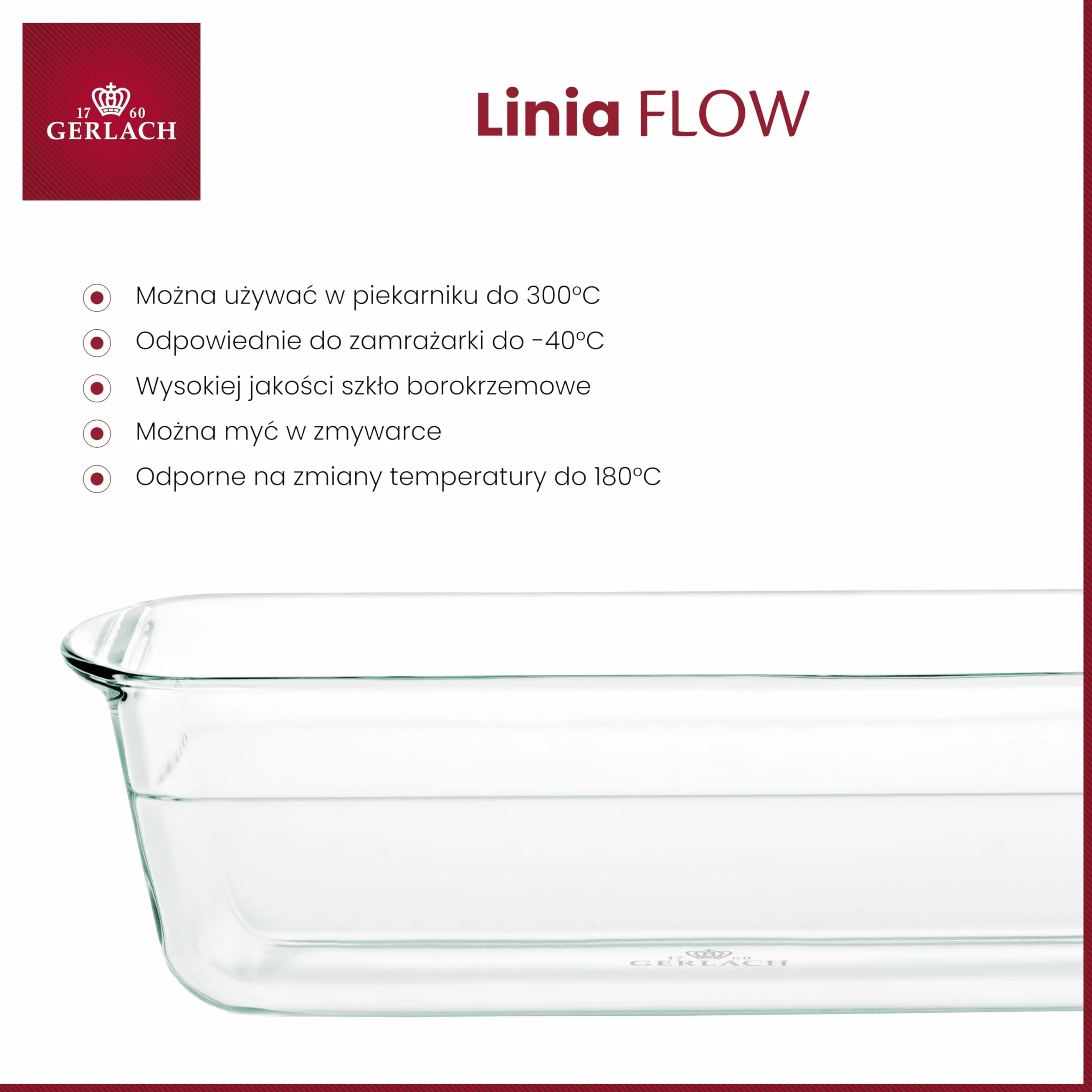 Gerlach 1760 Szklana Forma Do Ciasta Keksówka Naczynie Żaroodporne Odporne Na Wysokie Temperatury 1500 ml Flow