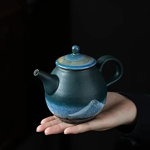 Dzbanek do herbaty chiński atrament porcelanowy czajniczek ręcznie robiony retro mały czajniczek wielofunkcyjny ceramiczny czajniczek luźna herbata liściasta stroma domowy ceramiczny garnek zaparzacz