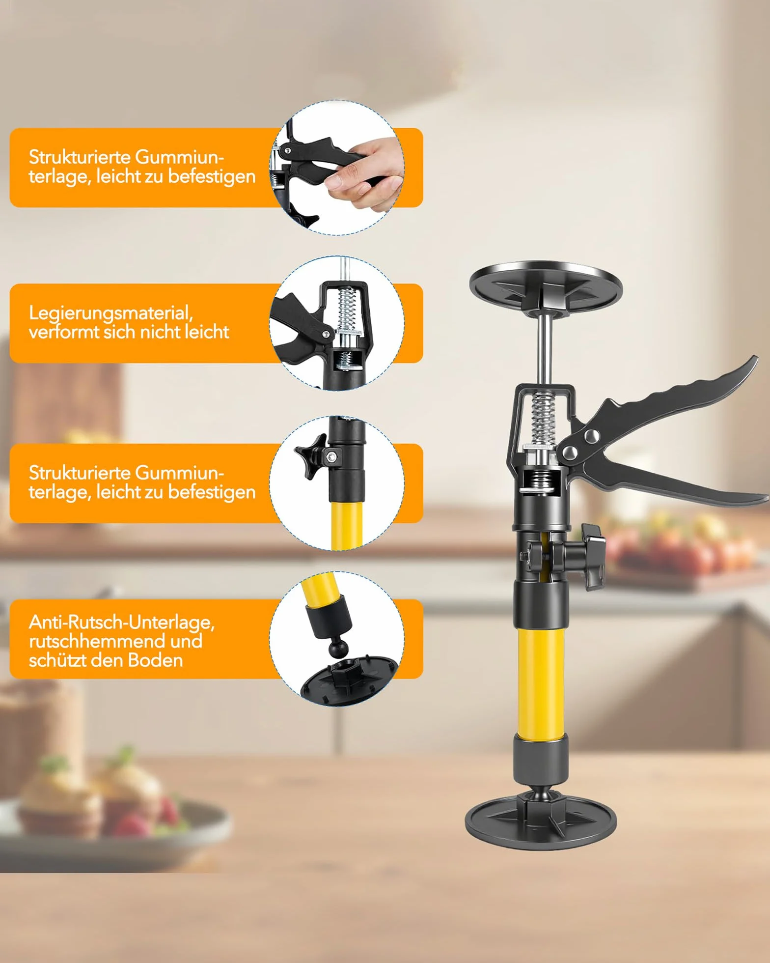 2 sztuki wsporników sufitowych, wspornik montażowy, podpórka jednoręczna: wspornik teleskopowy 30–59 cm, podnośnik do szafy z obrotem o 360°, do płyt sufitowych, montażu w kuchni, dla