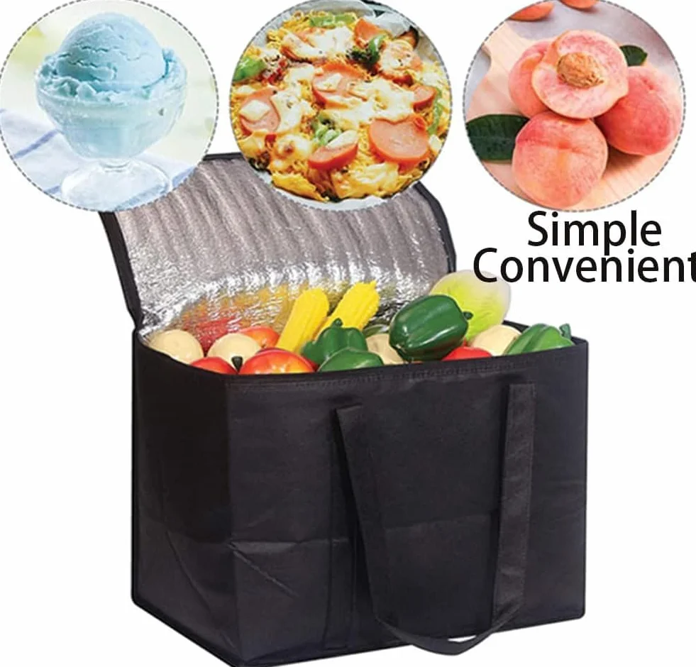 Torba chłodząca, 30L Lodówka turystyczna, torba termiczna na lunch do użytku zewnętrznego, piknik, kemping, transport żywności, 41 x 26 x 33 cm, czarna