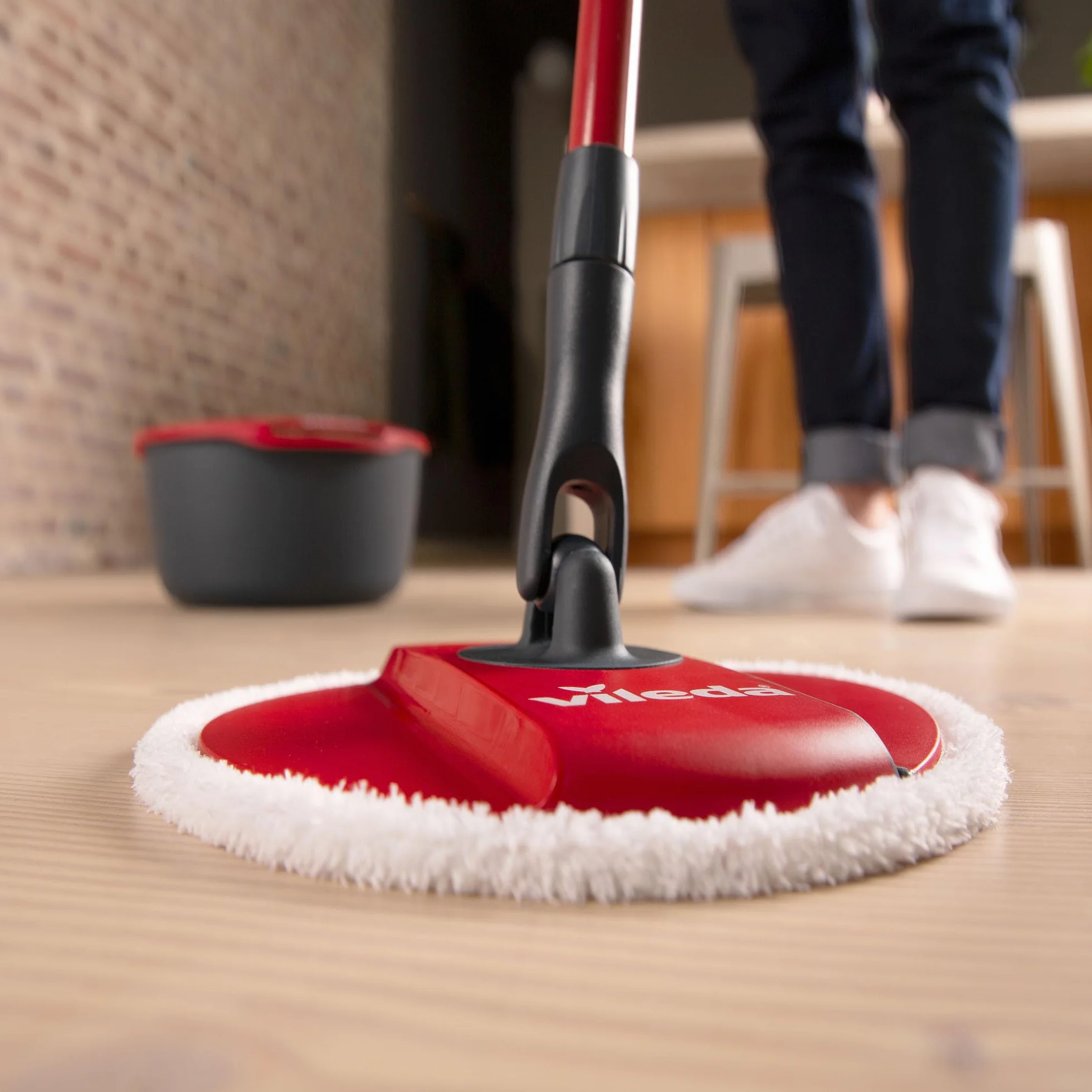 Vileda Spin & Clean Zestaw Mop i Wiadro 10 l Czarny Czerwony