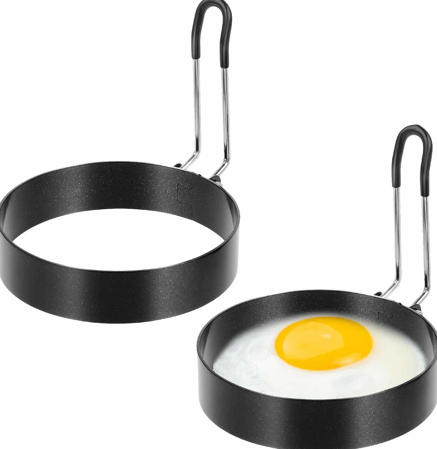 Nieprzywierające pierścienie ze stali nierdzewnej do smażenia jajek, naleśników, okrągła, angielska płyta grillowa na kemping, śniadanie, burgery, kanapki, 2 sztuki w opakowaniu