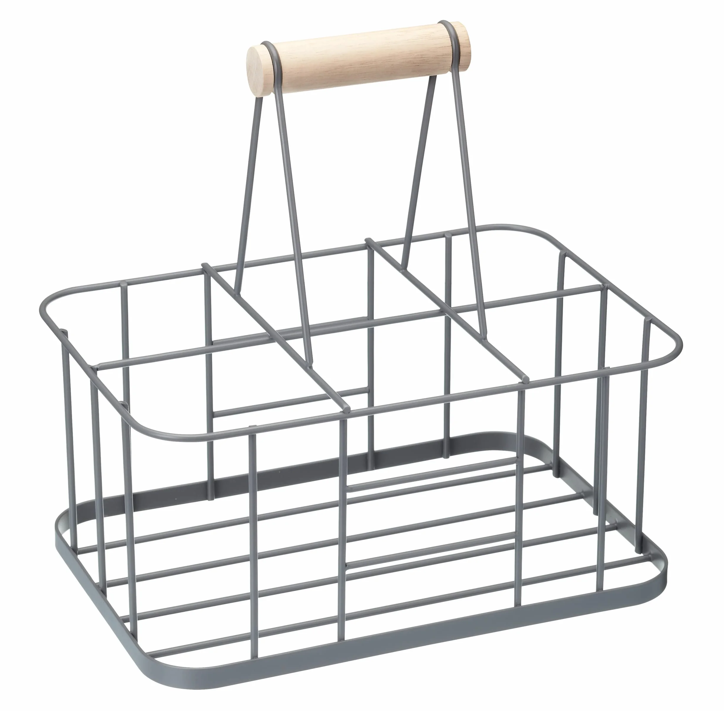 KitchenCraft Living Nostalgia, Druciany Koszyk na Butelki Mleka, 29 × 20 × 13 cm - Kolor Szary